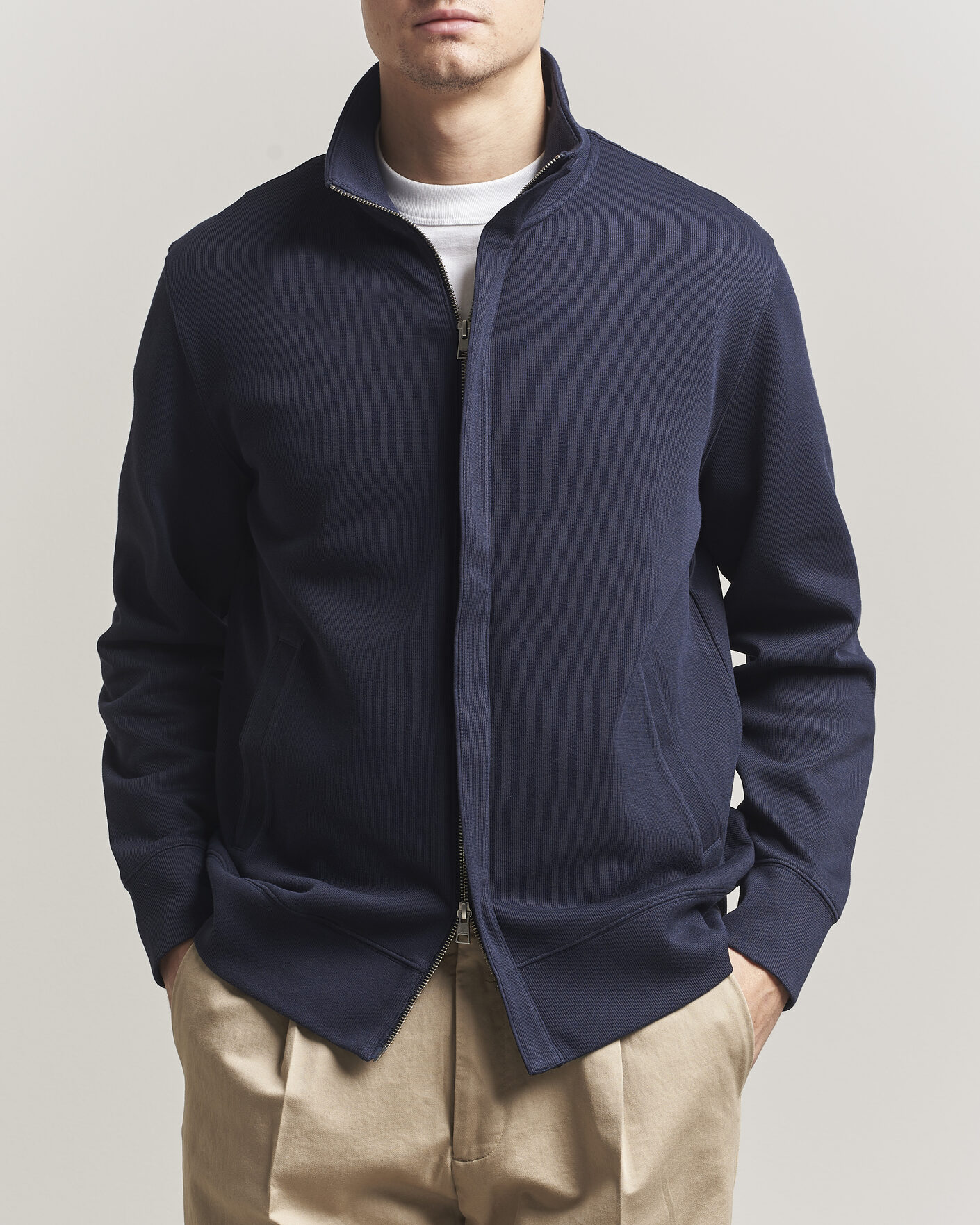 Herre | Trøjer | Gant | Light Sacker Rib Full Zip Evening Blue