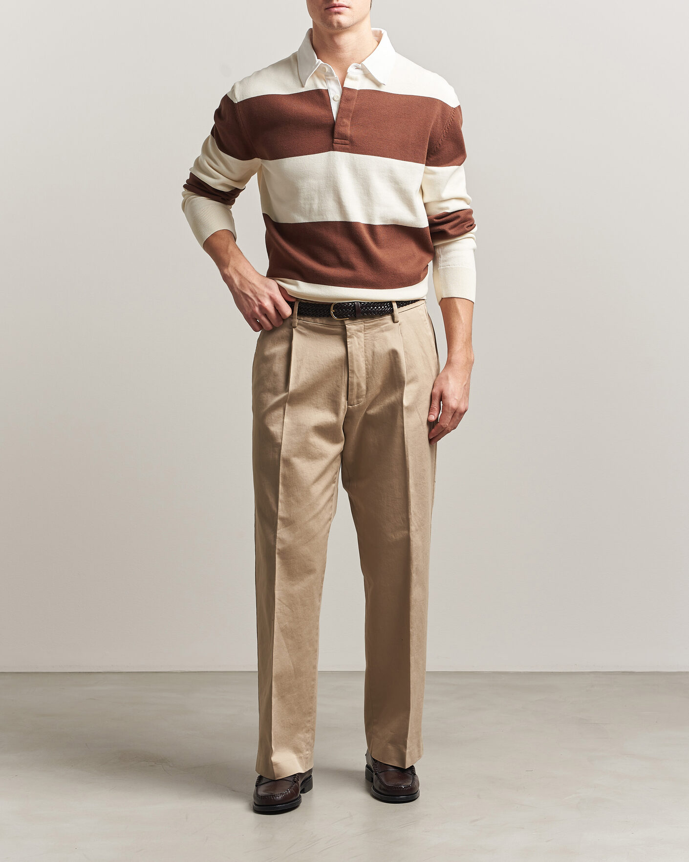Herre | Trøjer | Gant | Barstriped Knitted Rugger Cream/Brown