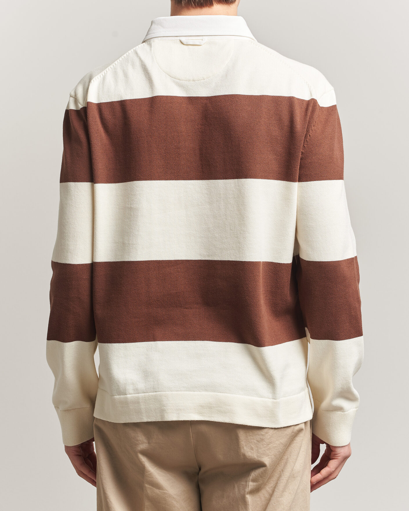 Herre | Trøjer | Gant | Barstriped Knitted Rugger Cream/Brown