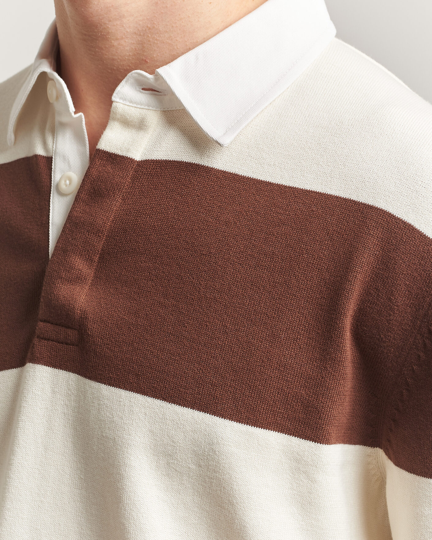 Herre | Trøjer | Gant | Barstriped Knitted Rugger Cream/Brown