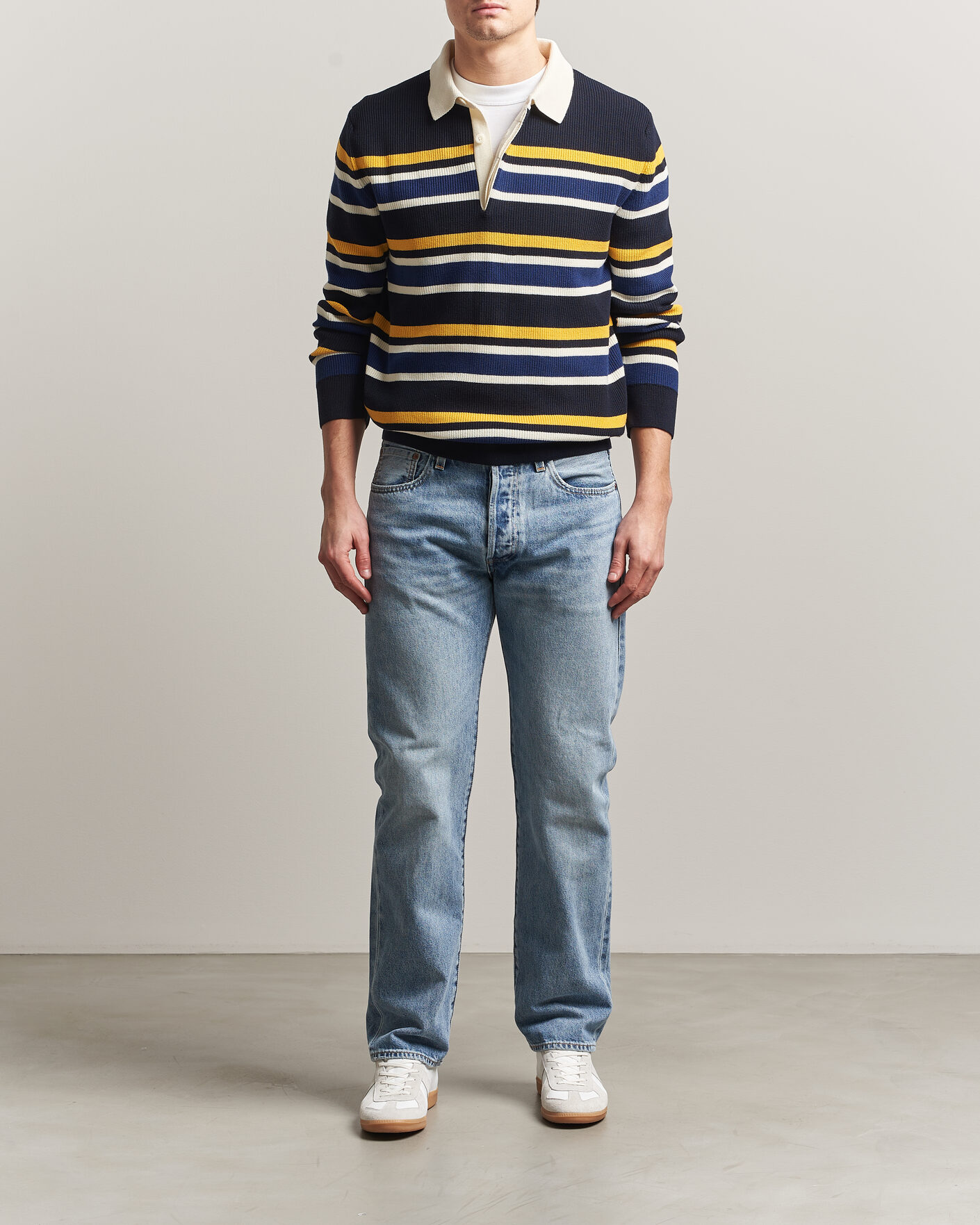 Herre | Trøjer | Gant | Multisptriped Knitted Rugger Evening Blue