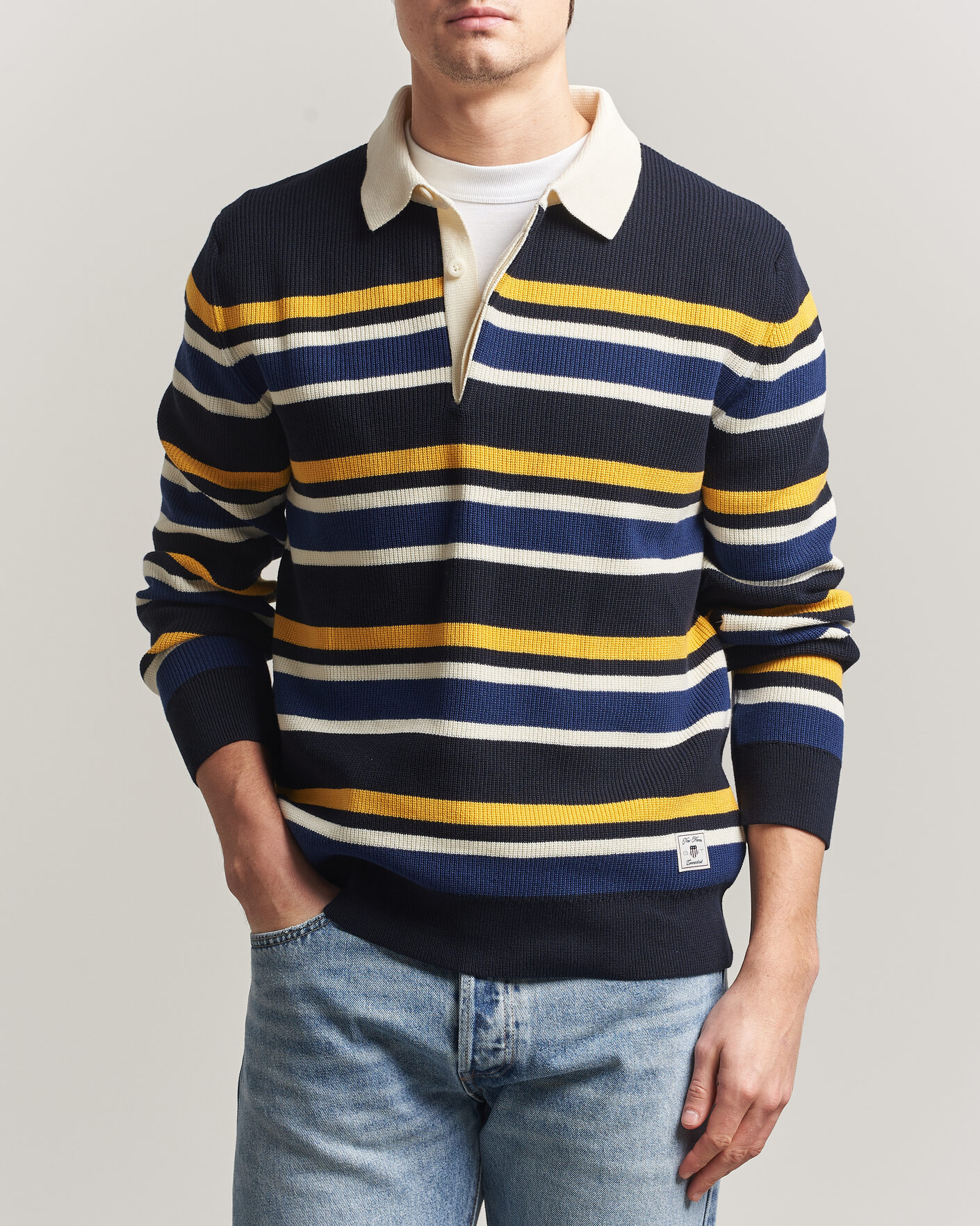 Herre | Trøjer | Gant | Multisptriped Knitted Rugger Evening Blue