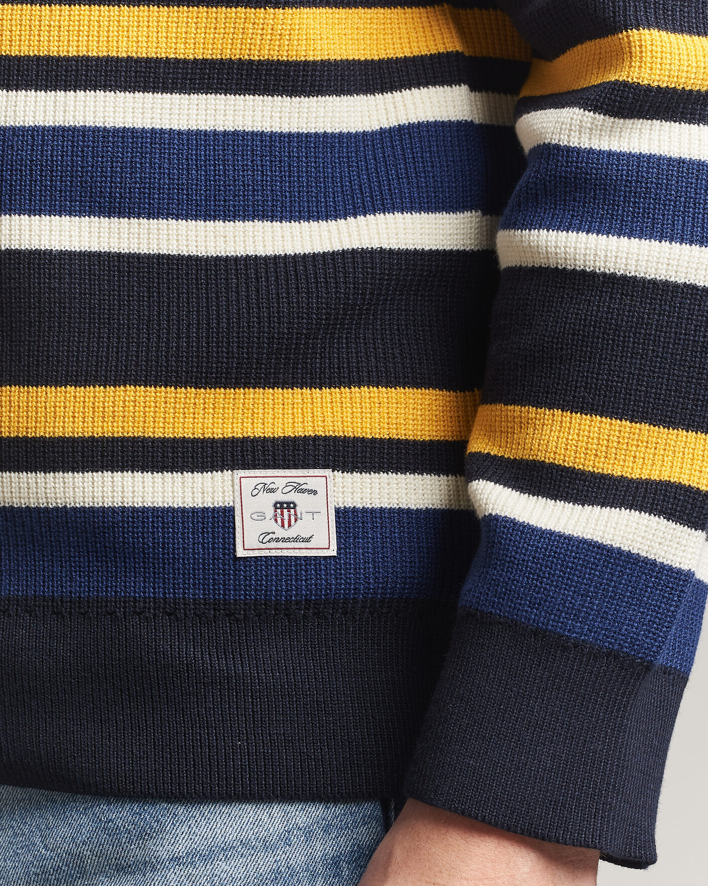 Herre | Trøjer | Gant | Multisptriped Knitted Rugger Evening Blue