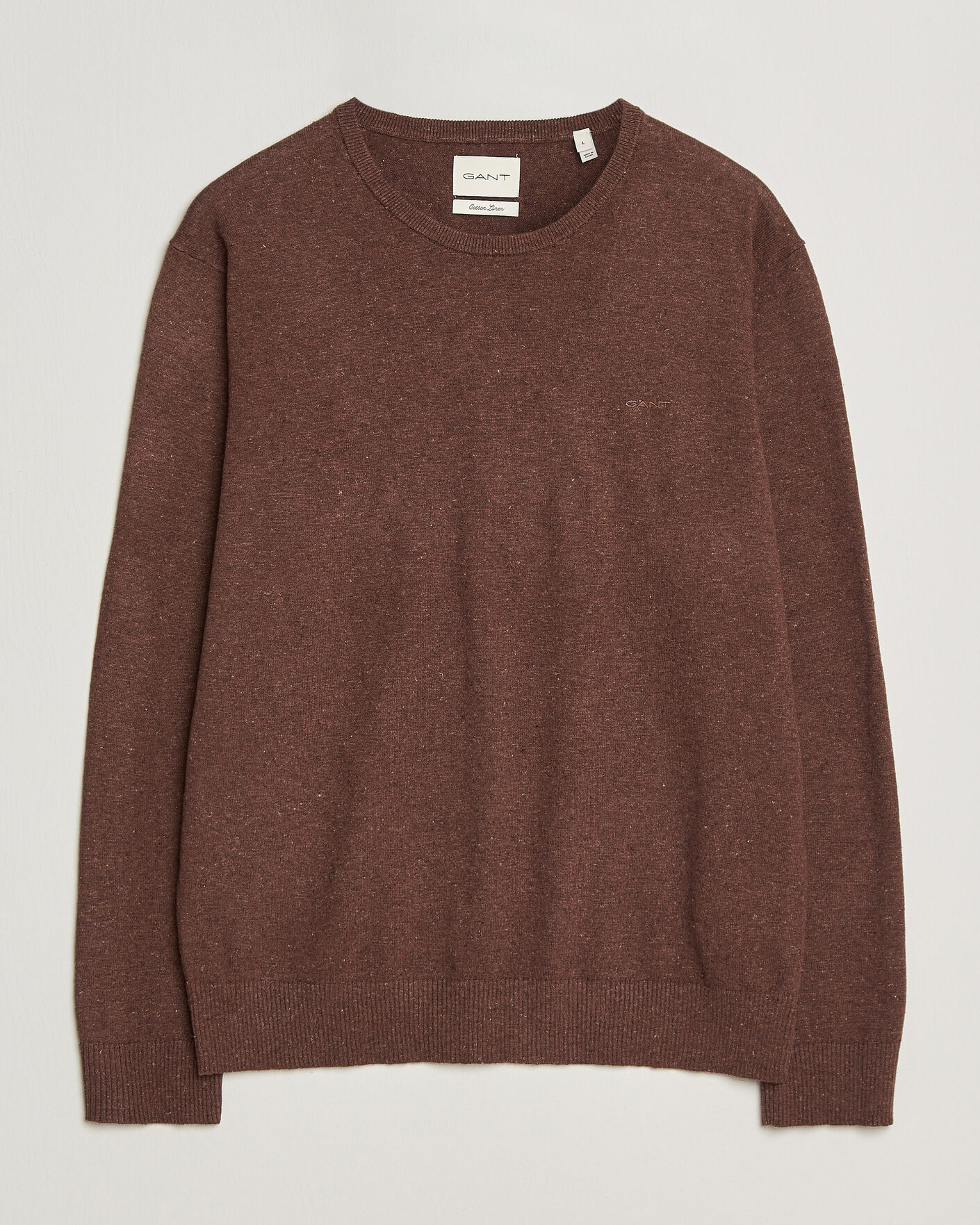 Herre | Trøjer | GANT | Cotton/Linen Slub Knitted Sweater Hazelnut Melange