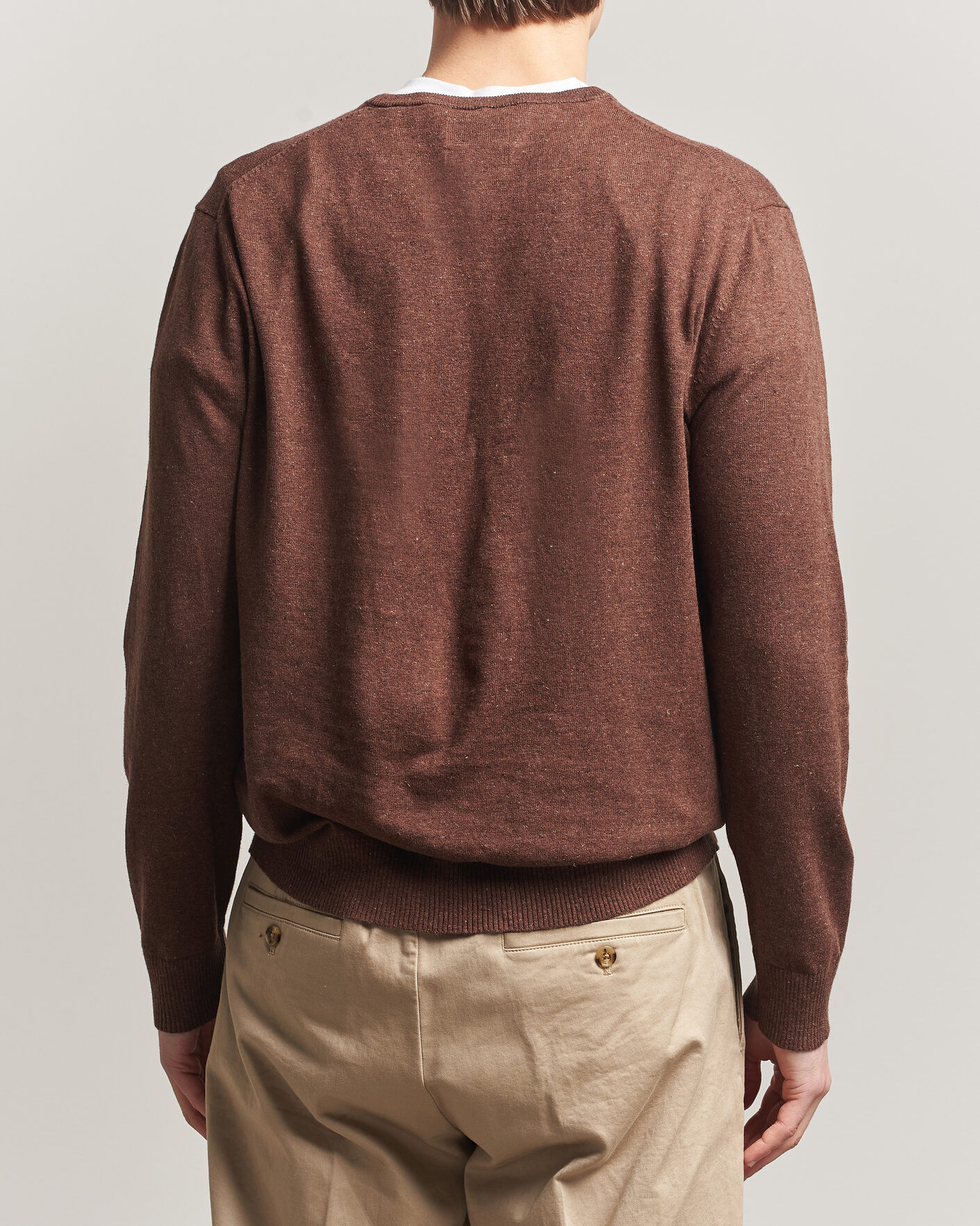 Herre | Trøjer | Gant | Cotton/Linen Slub Knitted Sweater Hazelnut Melange