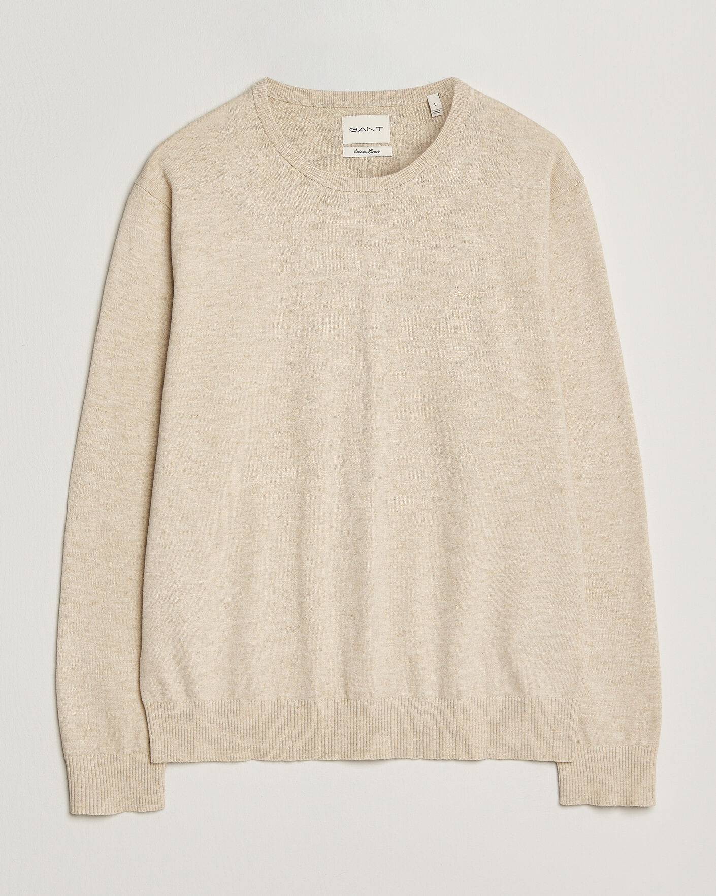 Herre | Trøjer | Gant | Cotton/Linen Slub Knitted Sweater Seed Melange