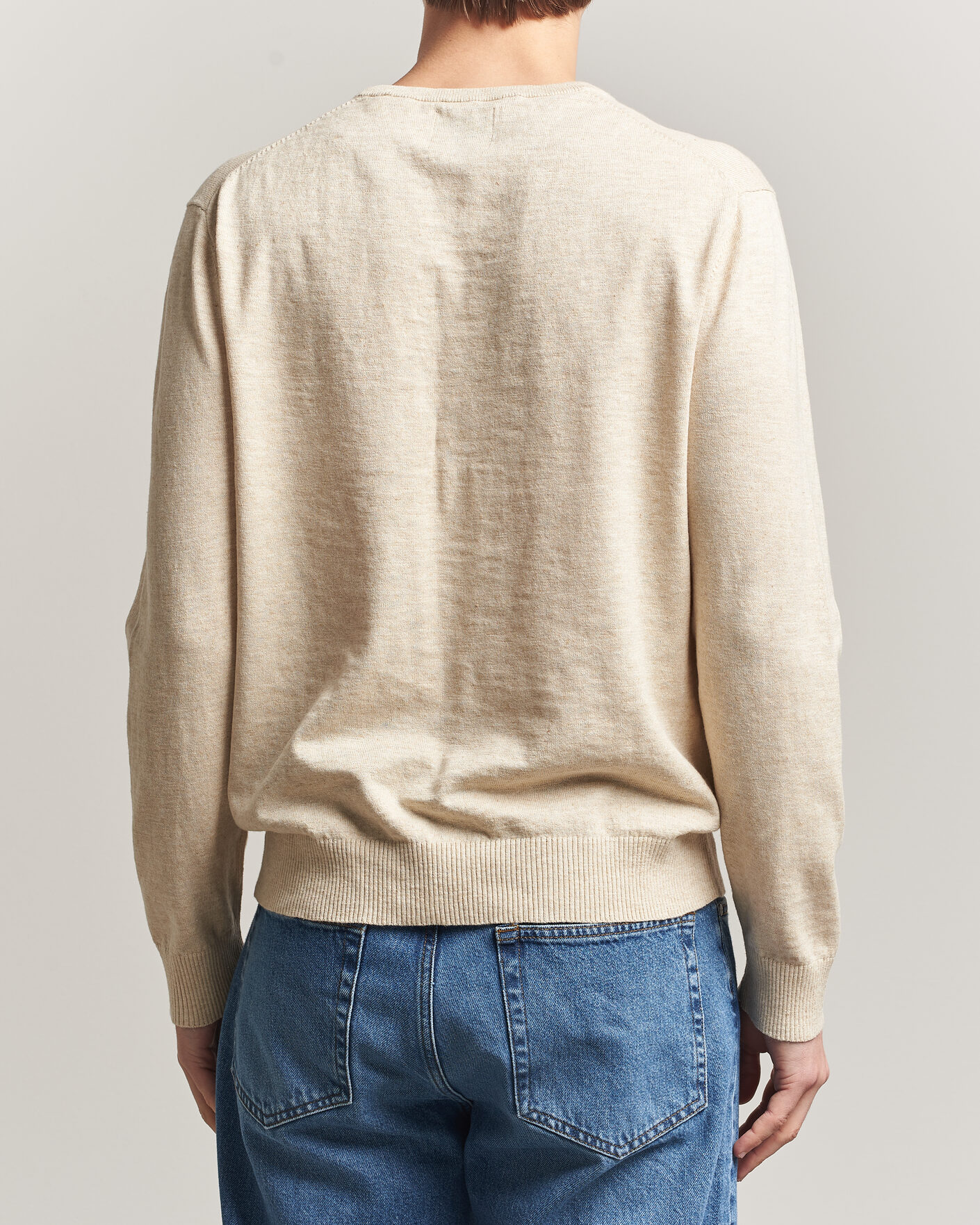 Herre | Trøjer | Gant | Cotton/Linen Slub Knitted Sweater Seed Melange