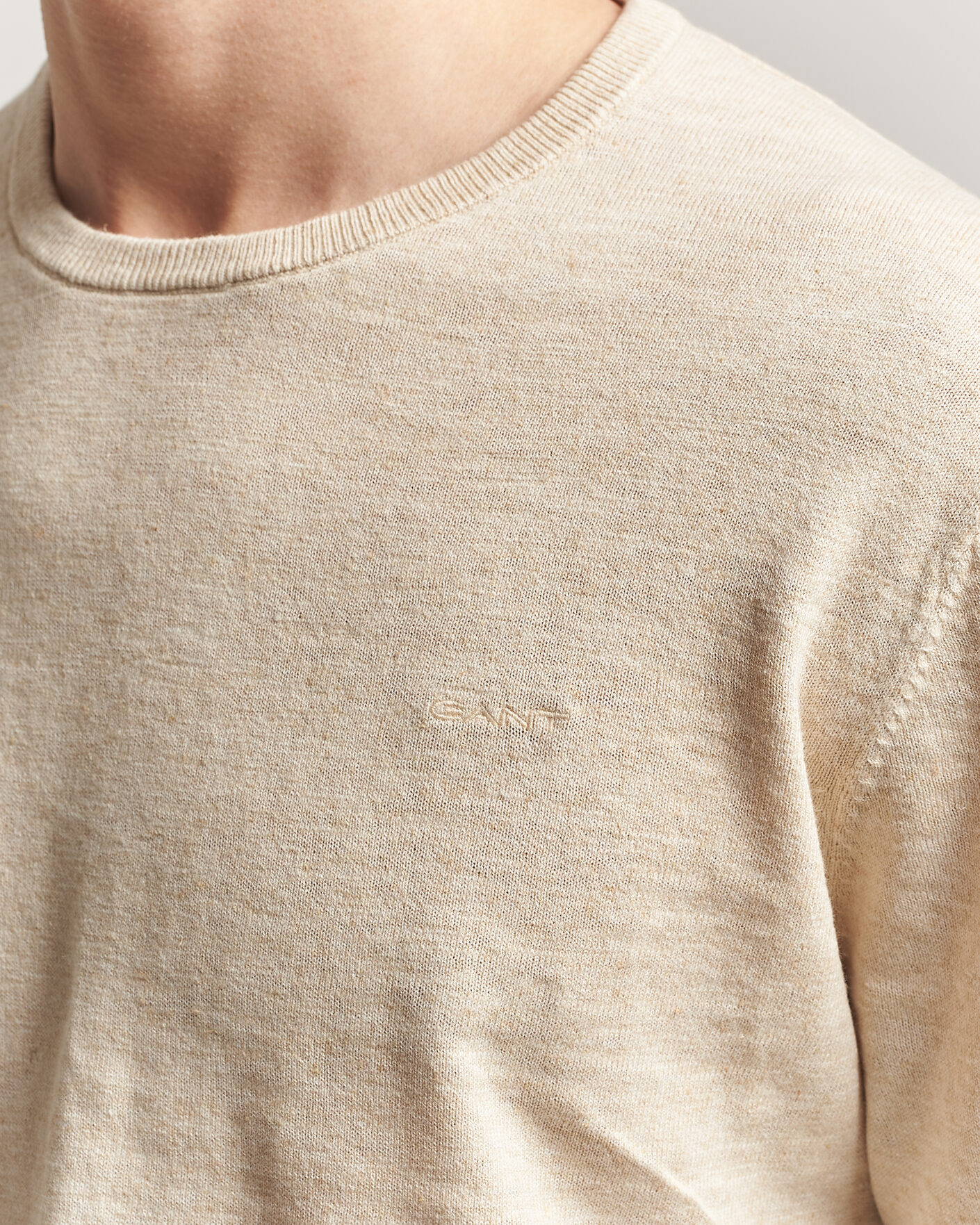 Herre | Trøjer | Gant | Cotton/Linen Slub Knitted Sweater Seed Melange