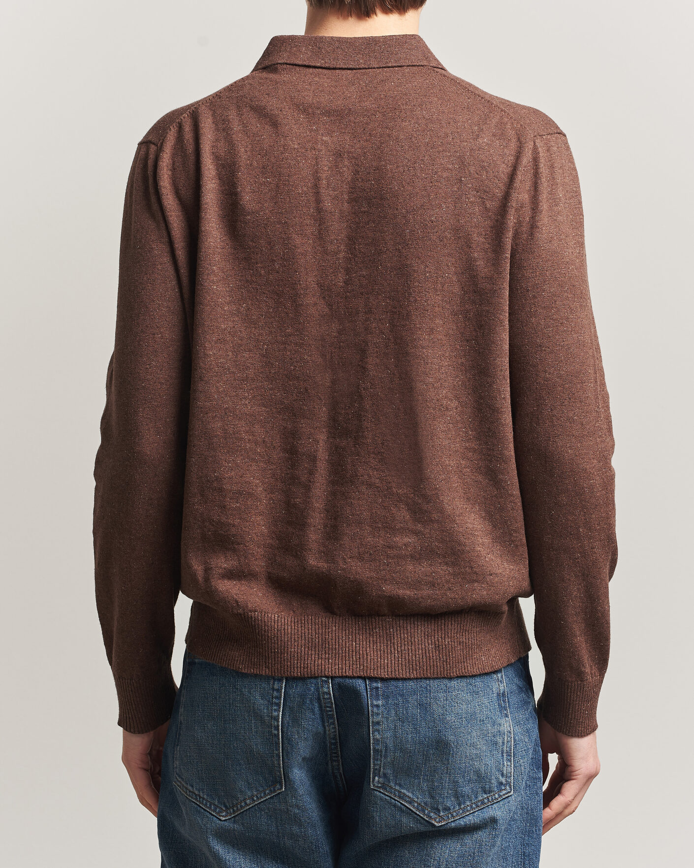 Herre | Trøjer | GANT | Cotton/Linen Slub Knitted Polo Hazelnut Melange