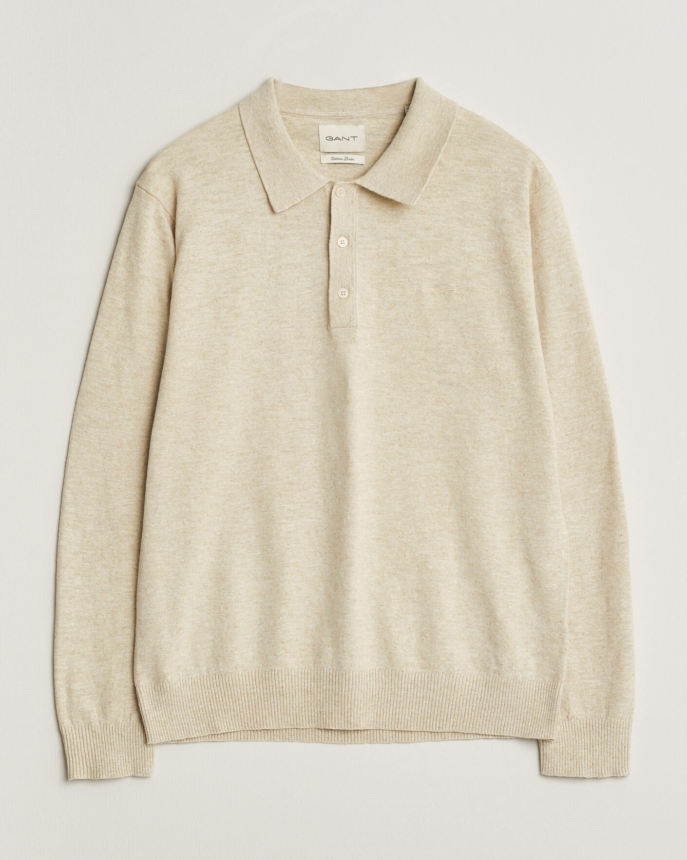 Herre | Trøjer | GANT | Cotton/Linen Slub Knitted Polo Seed Melange