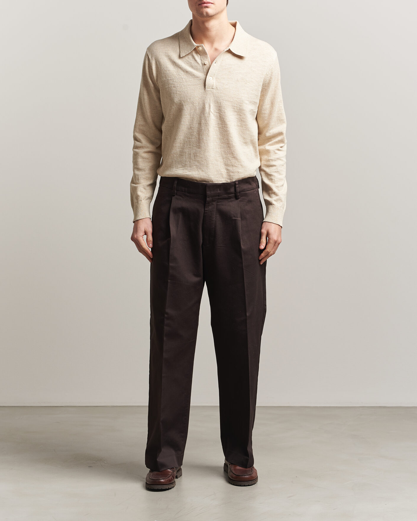 Herre | Trøjer | GANT | Cotton/Linen Slub Knitted Polo Seed Melange