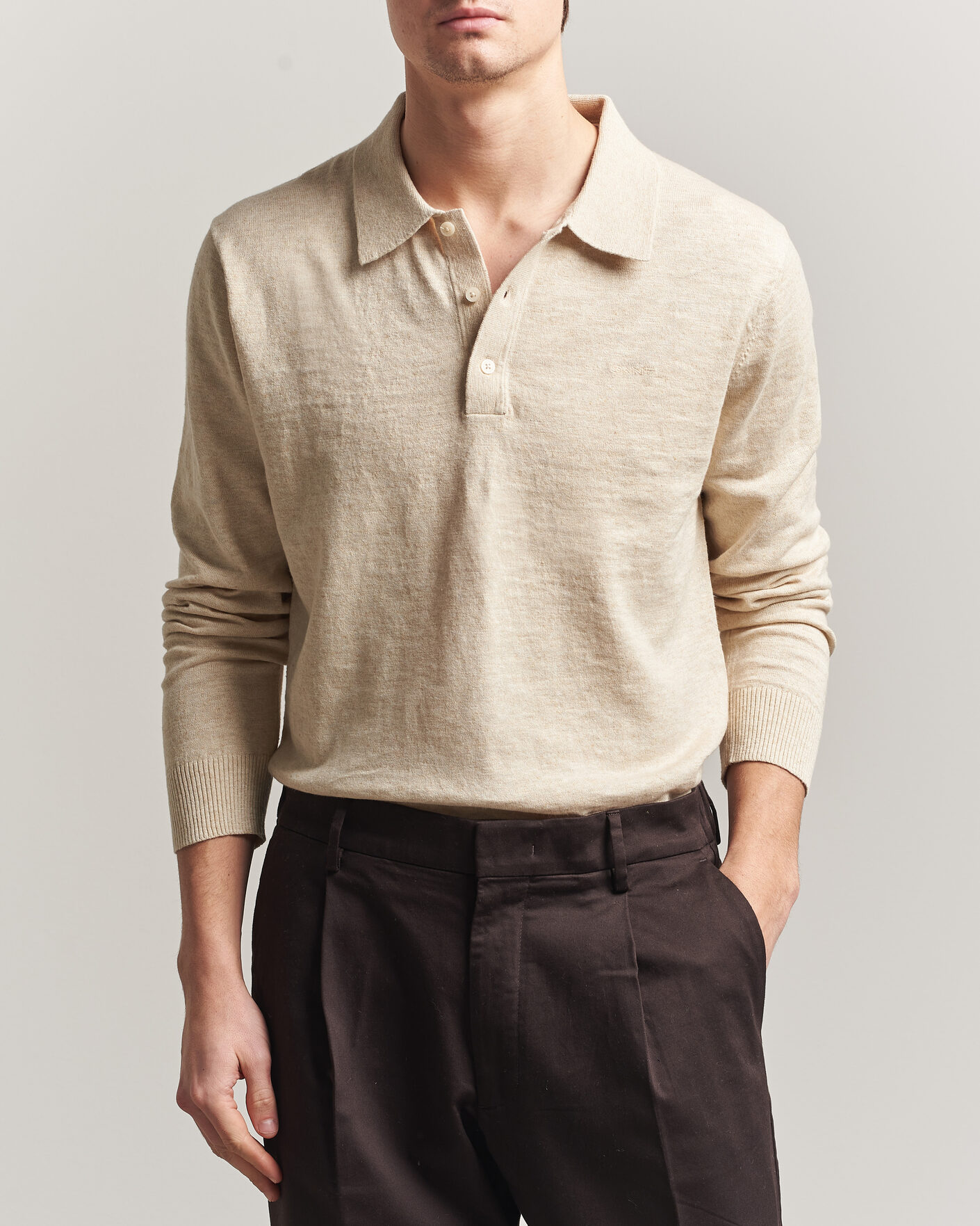 Herre | Trøjer | Gant | Cotton/Linen Slub Knitted Polo Seed Melange