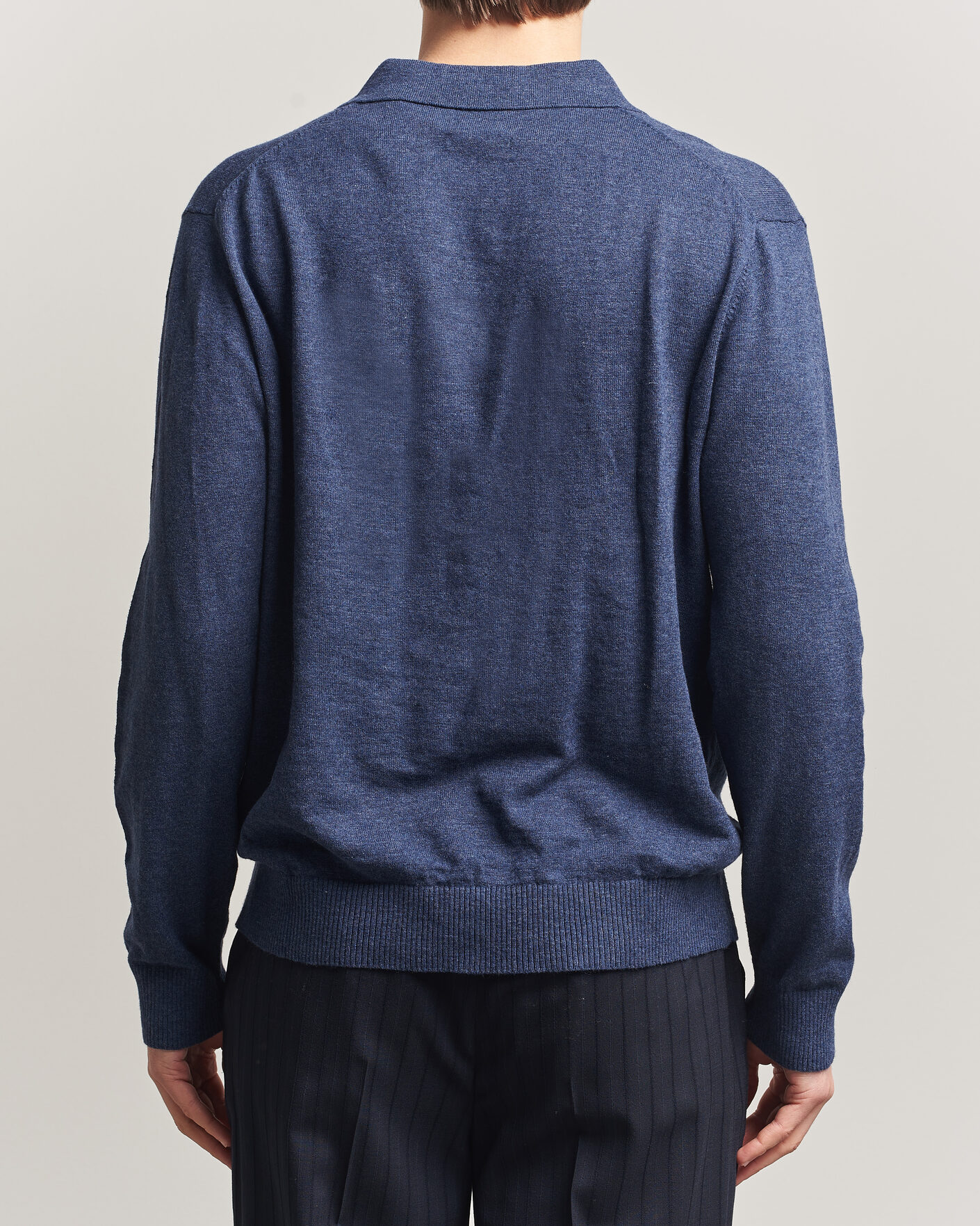Herre | Trøjer | Gant | Cotton/Linen Slub Knitted Polo Dark Indigo Melange