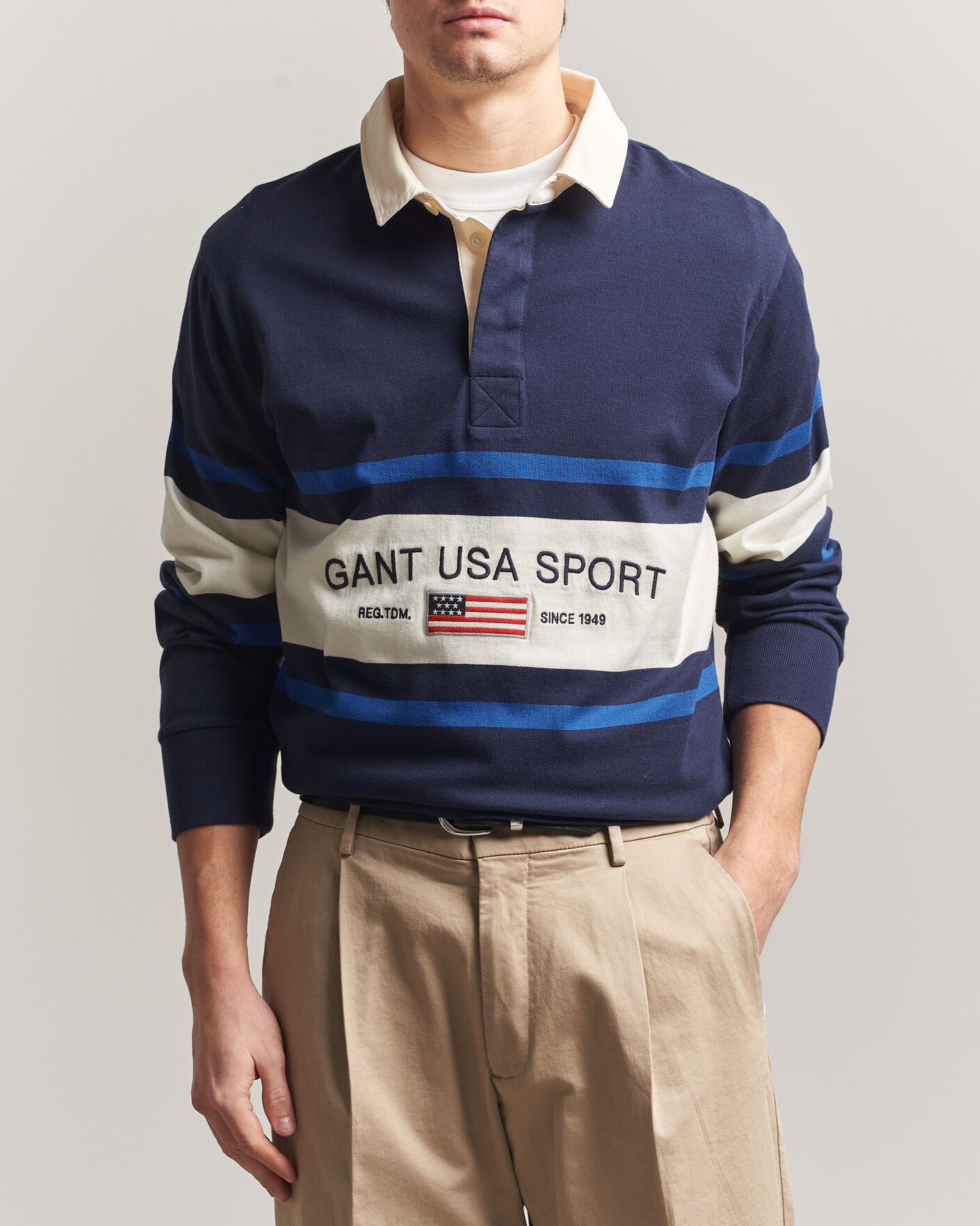 Herre | Trøjer | Gant | Striped Rugger Evening Blue