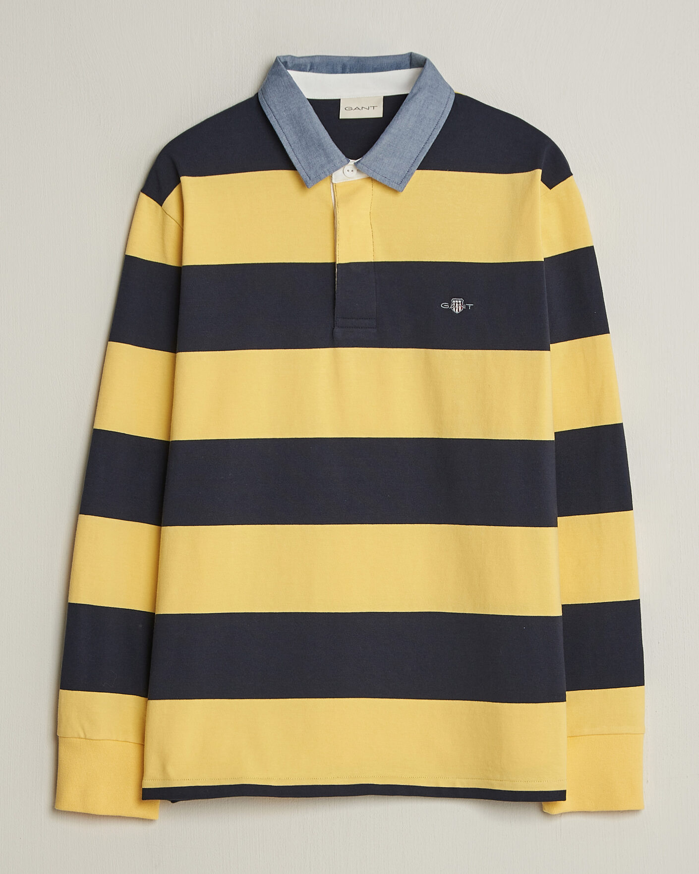 Herre | Trøjer | Gant | Chambray Striped Heavy Rugger Banana Yellow