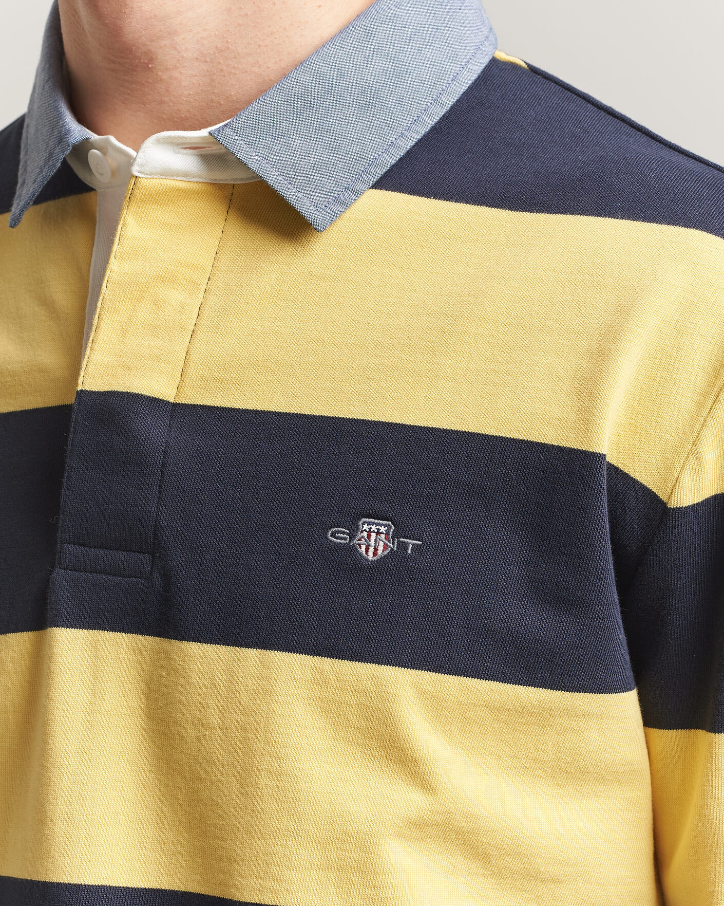 Herre | Trøjer | Gant | Chambray Striped Heavy Rugger Banana Yellow