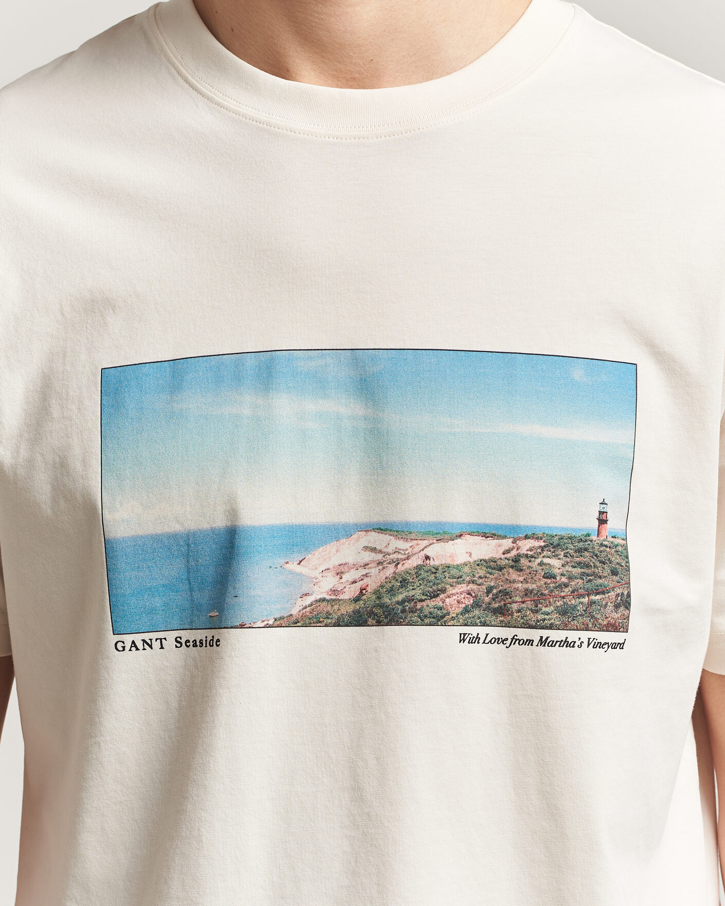 Herre | T-Shirts | GANT | Scenery Graphic Crew Neck T-Shirt Cream