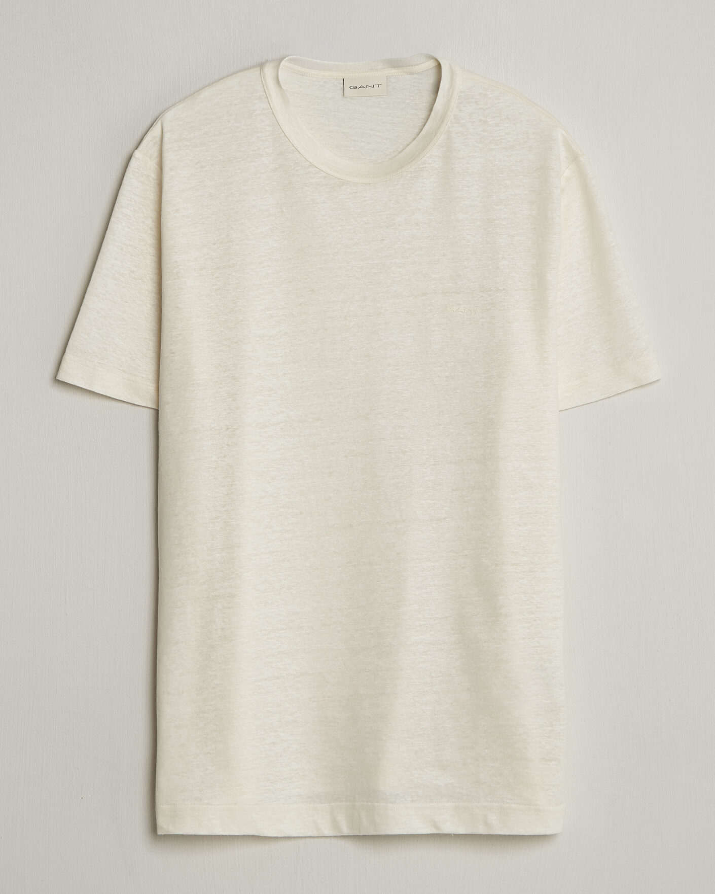 Herre | T-Shirts | GANT | Linen T-Shirt Creamed White