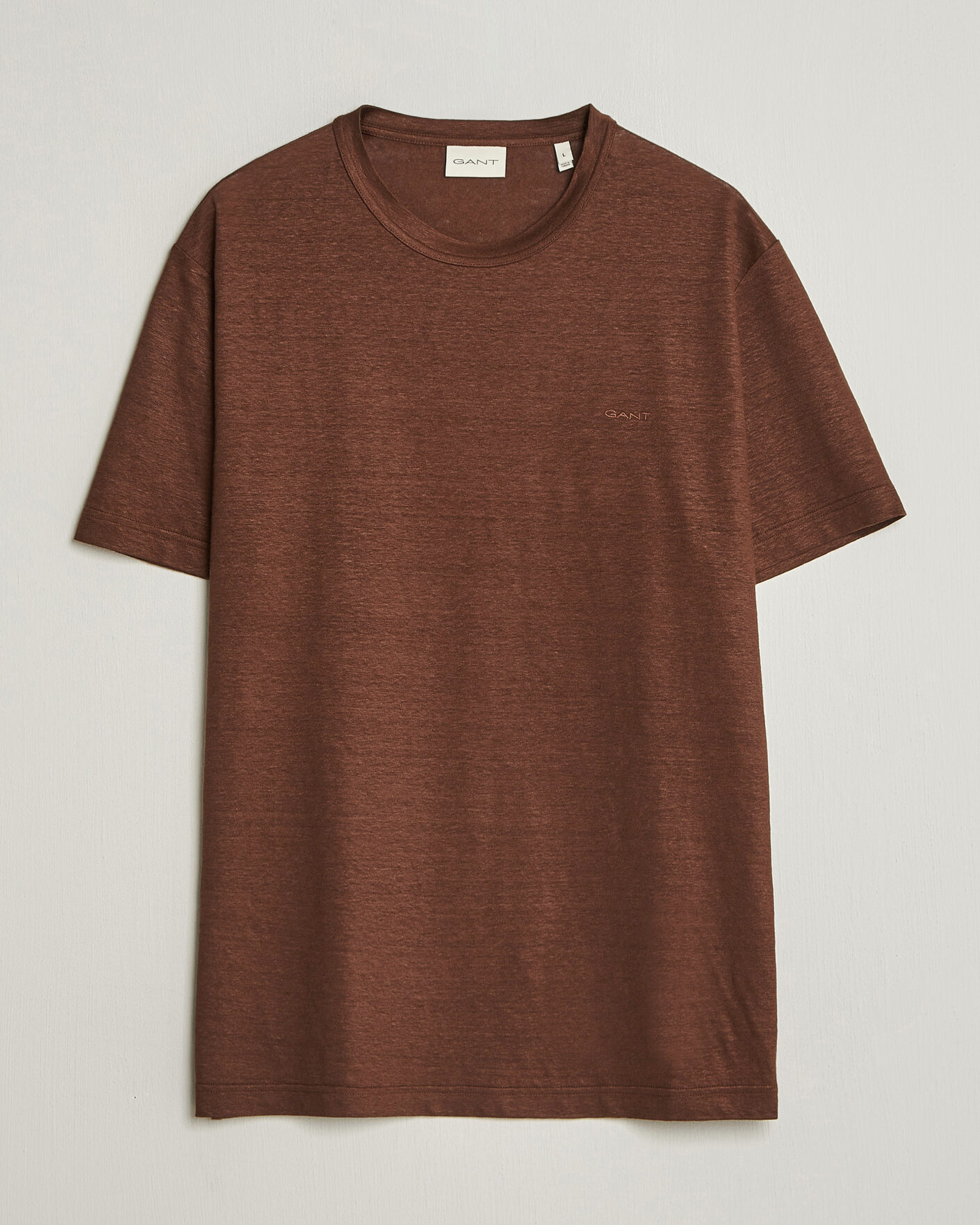 Herre | T-Shirts | Gant | Linen T-Shirt Mahogany Brown
