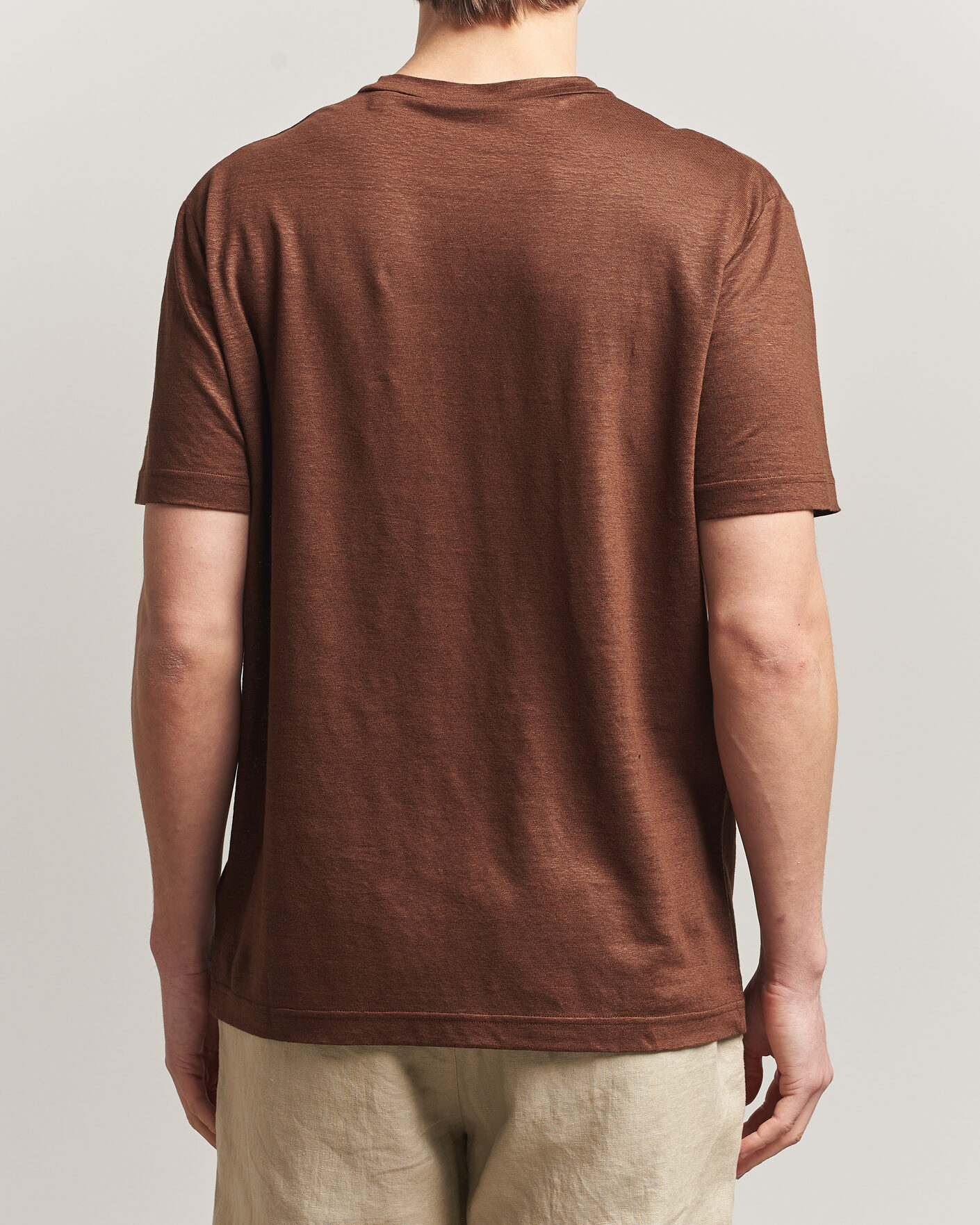 Herre | T-Shirts | Gant | Linen T-Shirt Mahogany Brown