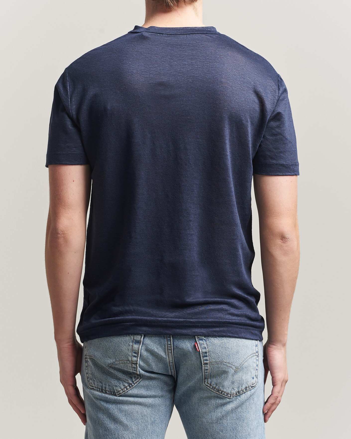 Herre | T-Shirts | GANT | Linen T-Shirt Evening Blue