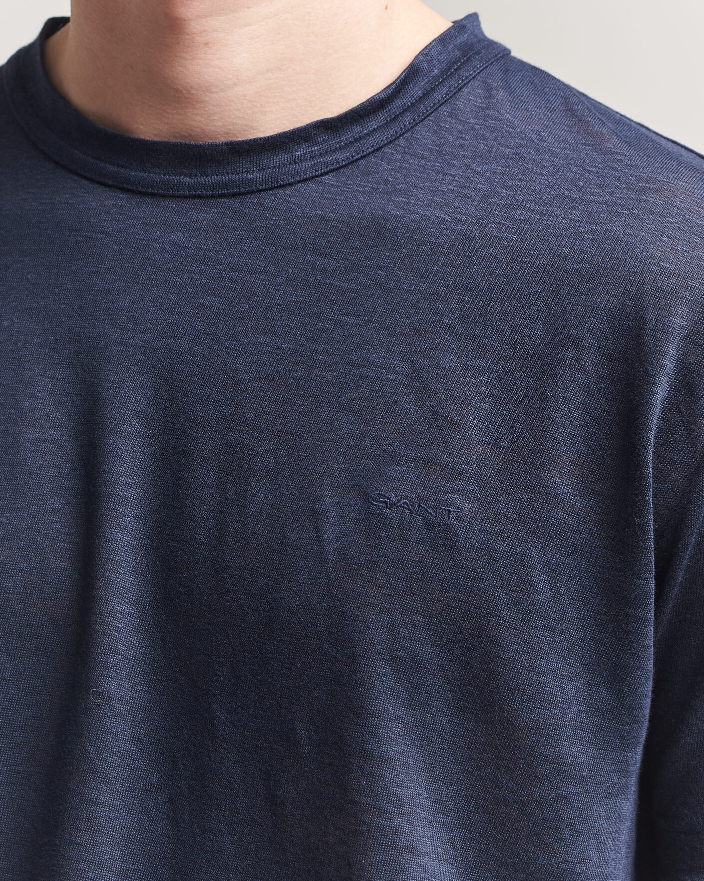 Herre | T-Shirts | GANT | Linen T-Shirt Evening Blue