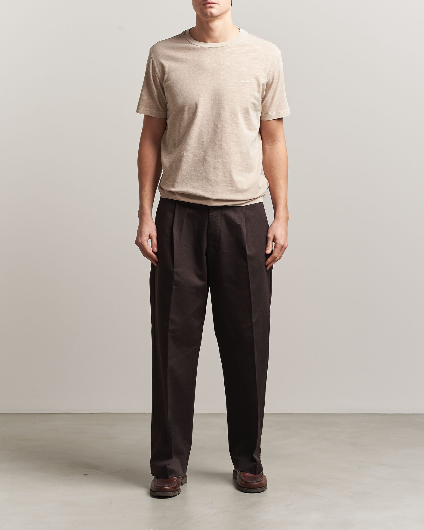 Herre | T-Shirts | Gant | Washed Slub T-Shirt Oat Beige