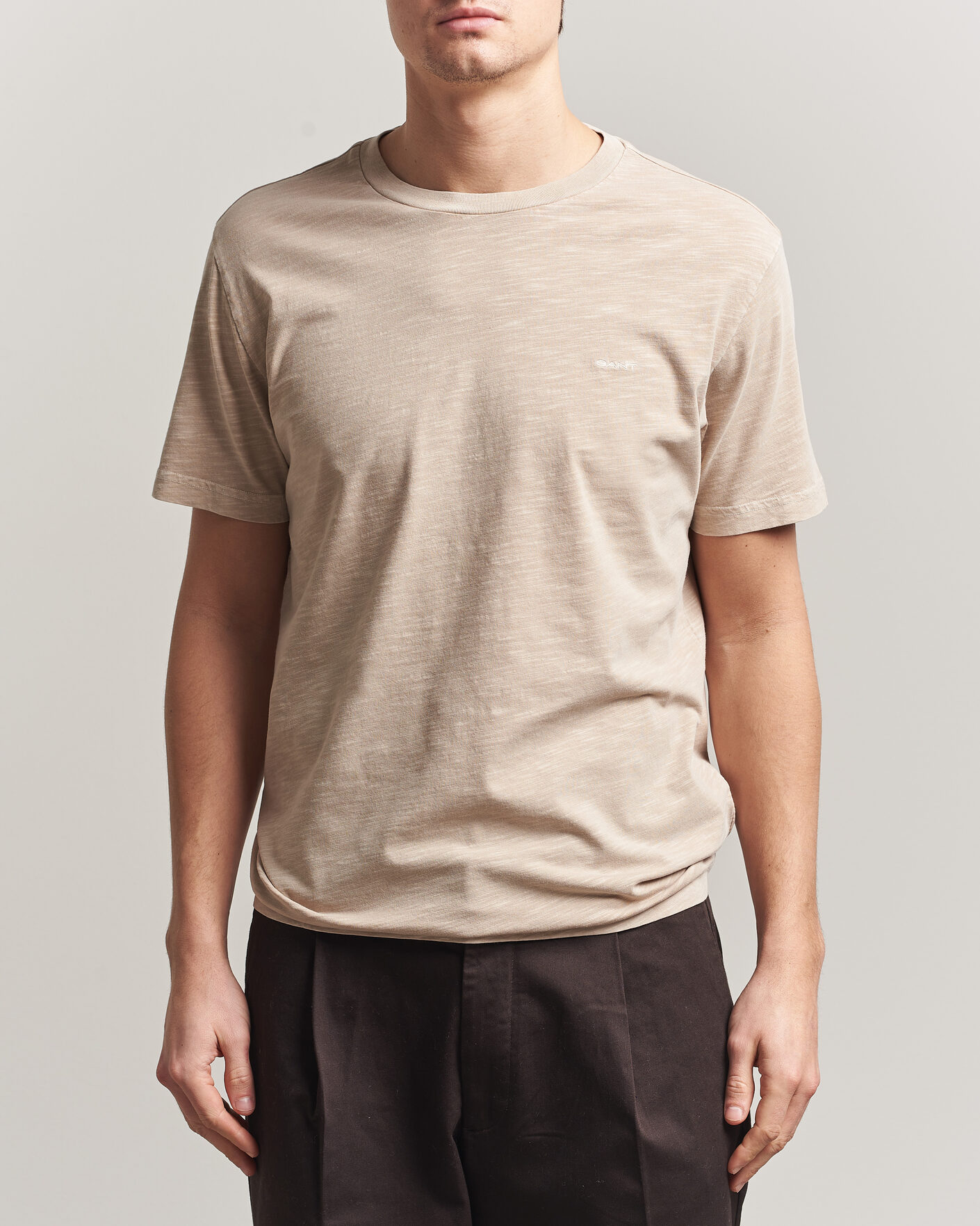 Herre | T-Shirts | Gant | Washed Slub T-Shirt Oat Beige