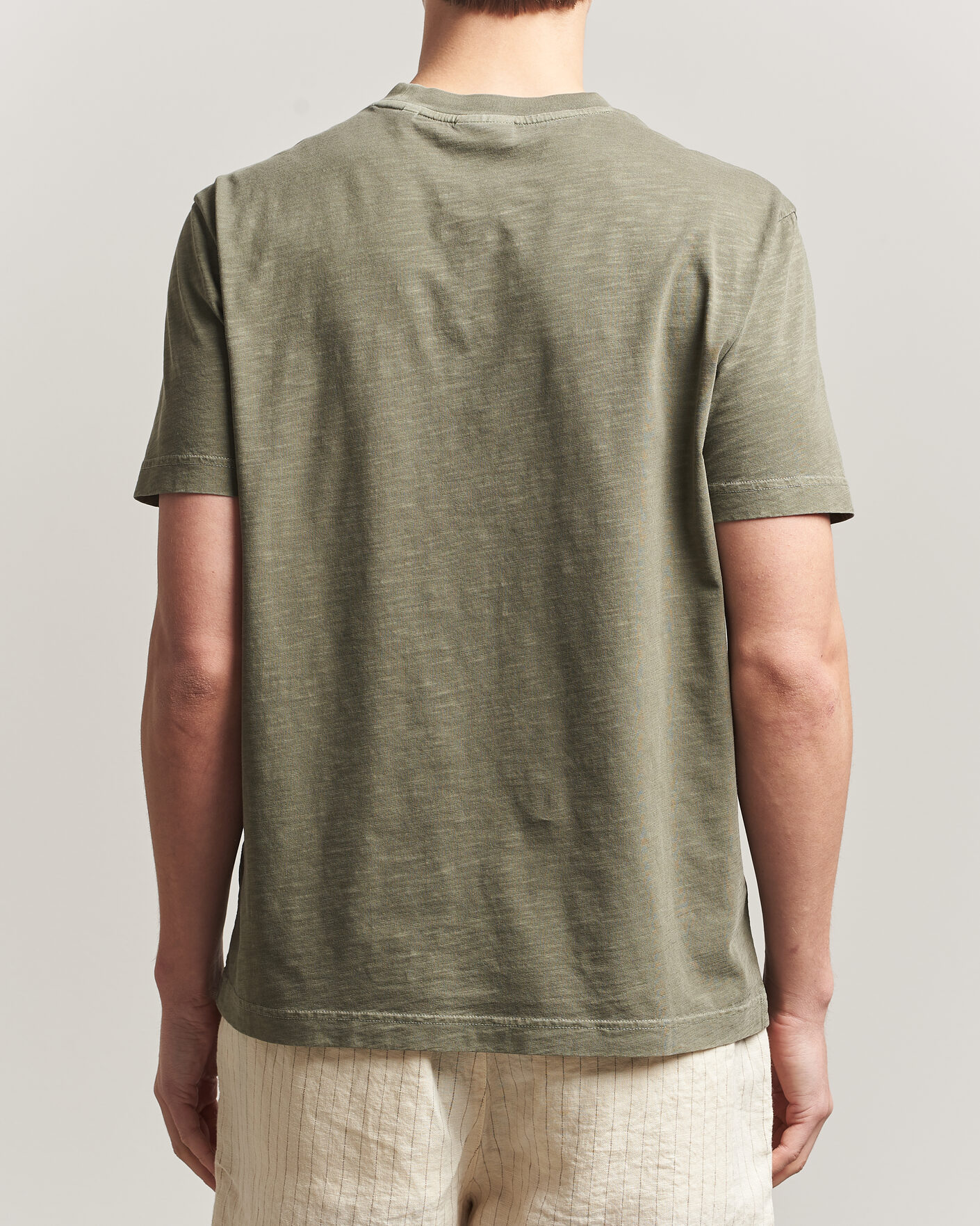 Herre | T-Shirts | Gant | Washed Slub T-Shirt Dry Herb Green