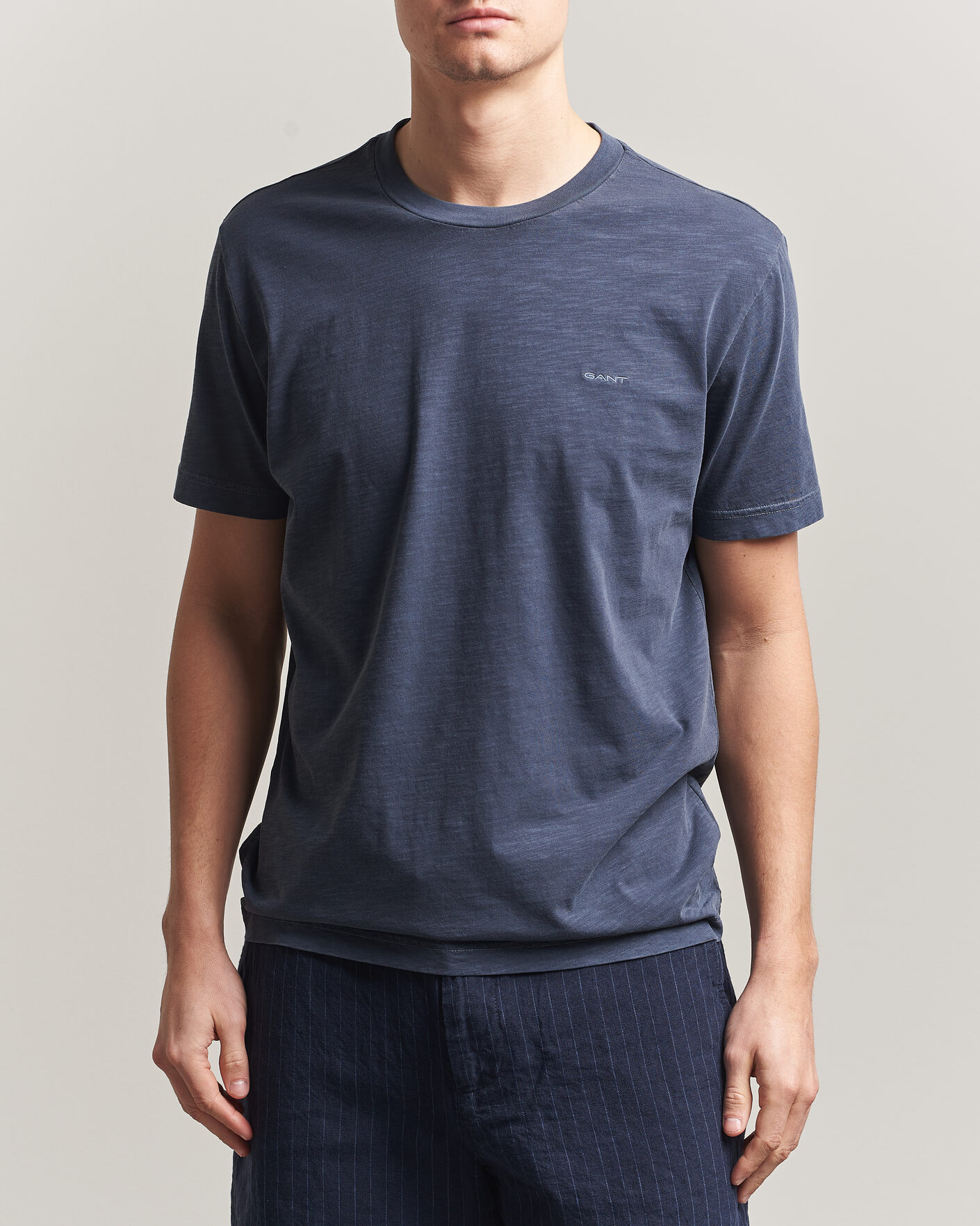 Herre | T-Shirts | Gant | Washed Slub T-Shirt Evening Blue