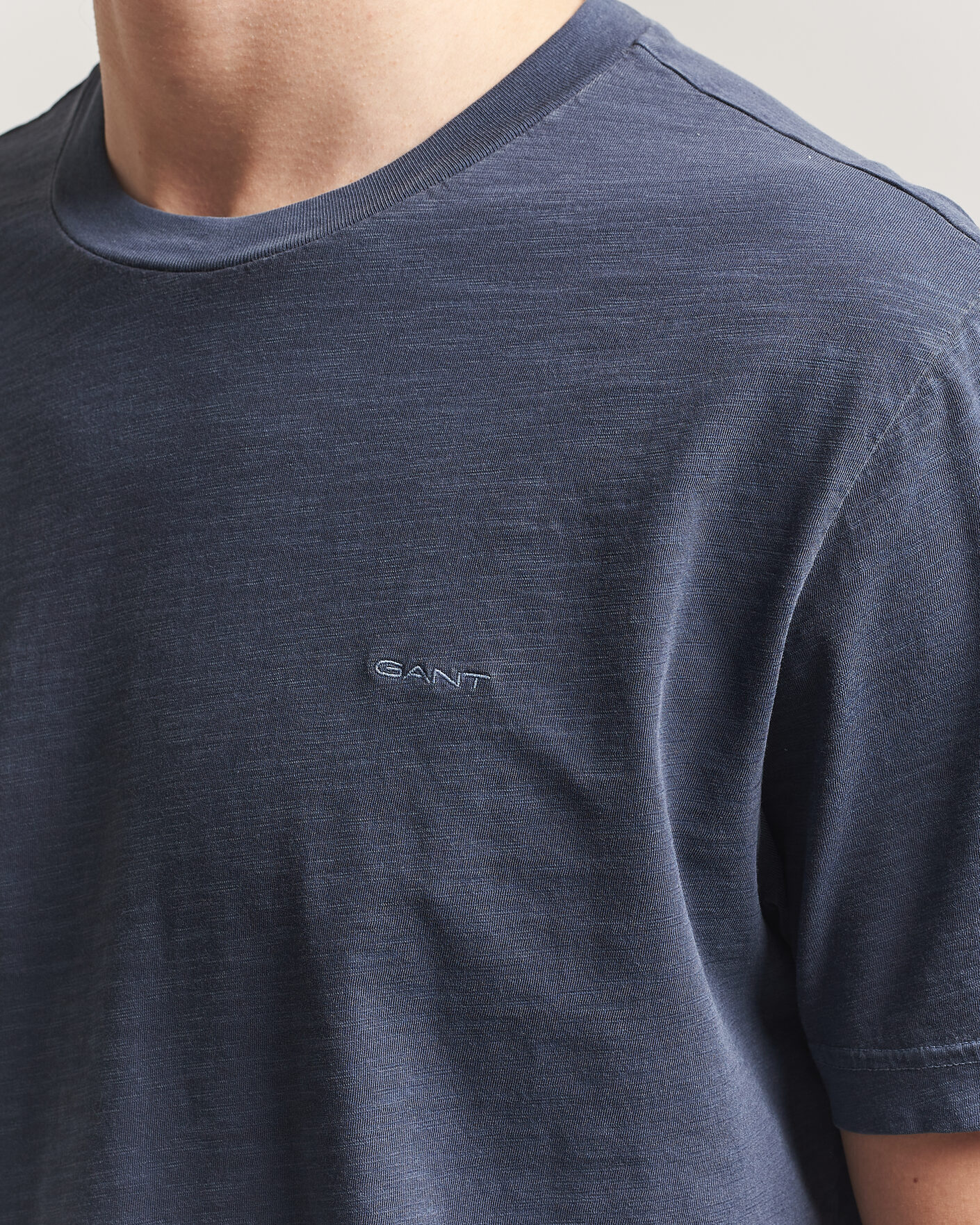 Herre | T-Shirts | Gant | Washed Slub T-Shirt Evening Blue