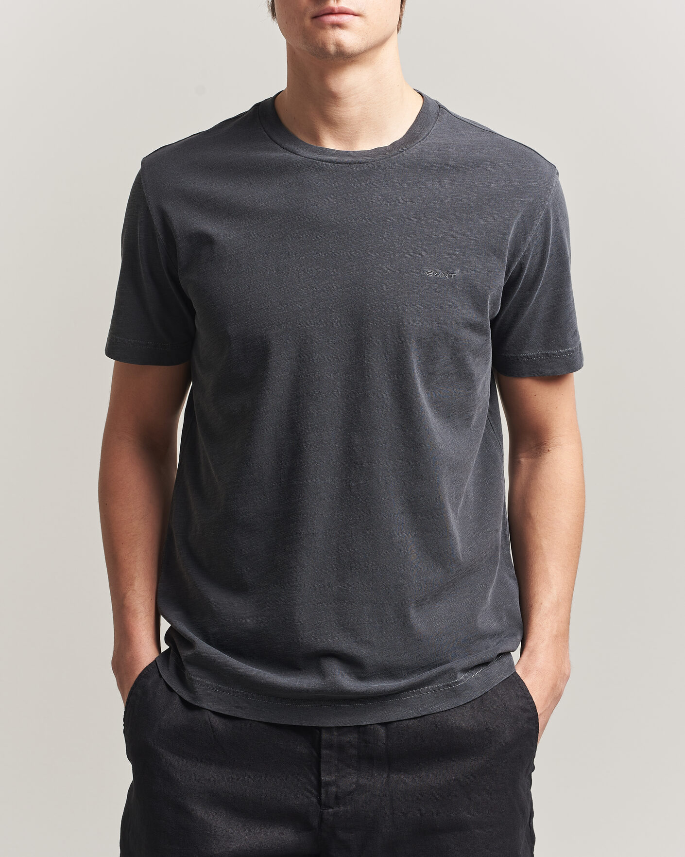 Herre | T-Shirts | Gant | Washed Slub T-Shirt Black
