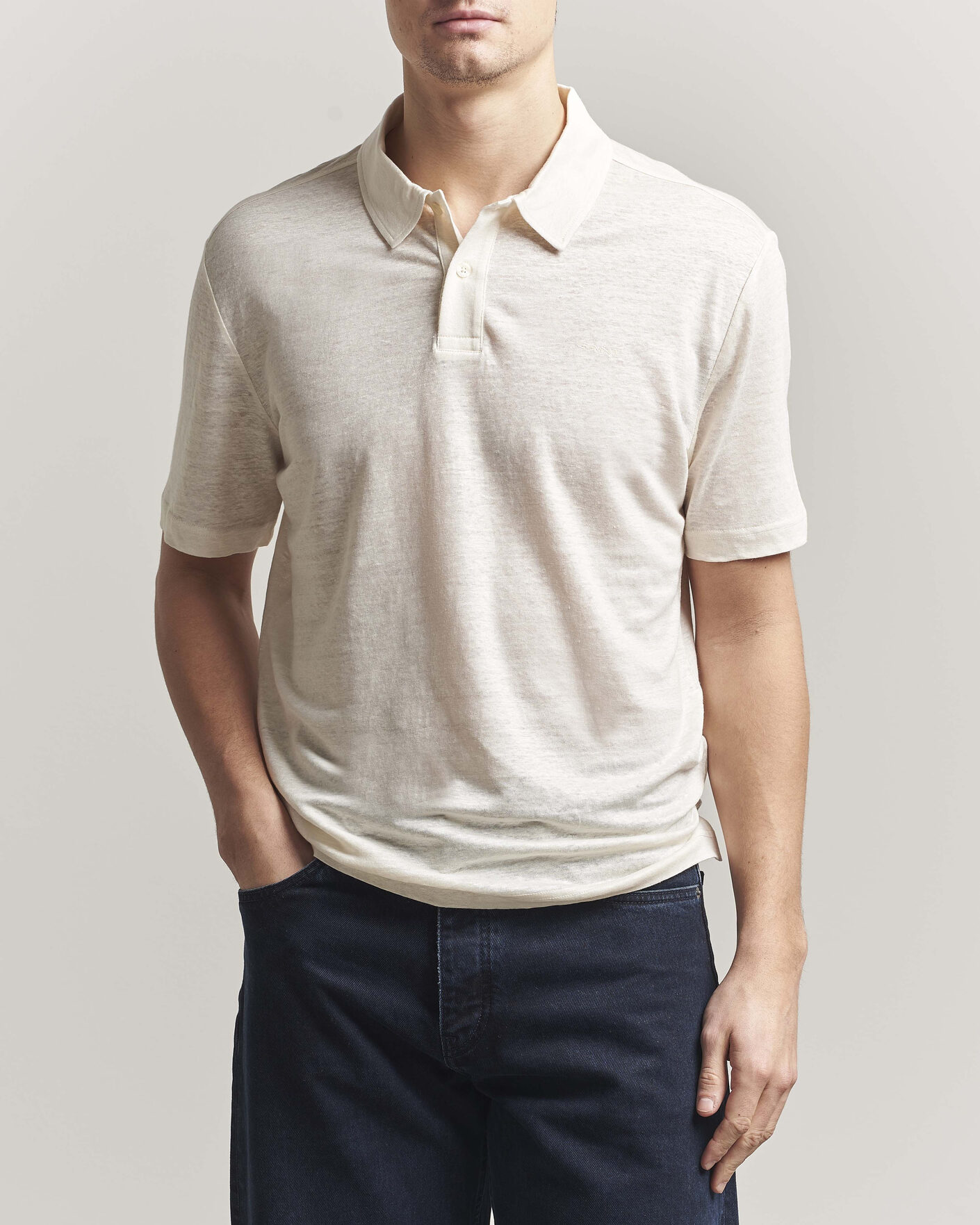 Herre | Polotrøjer | GANT | Linen Polo Creamed White