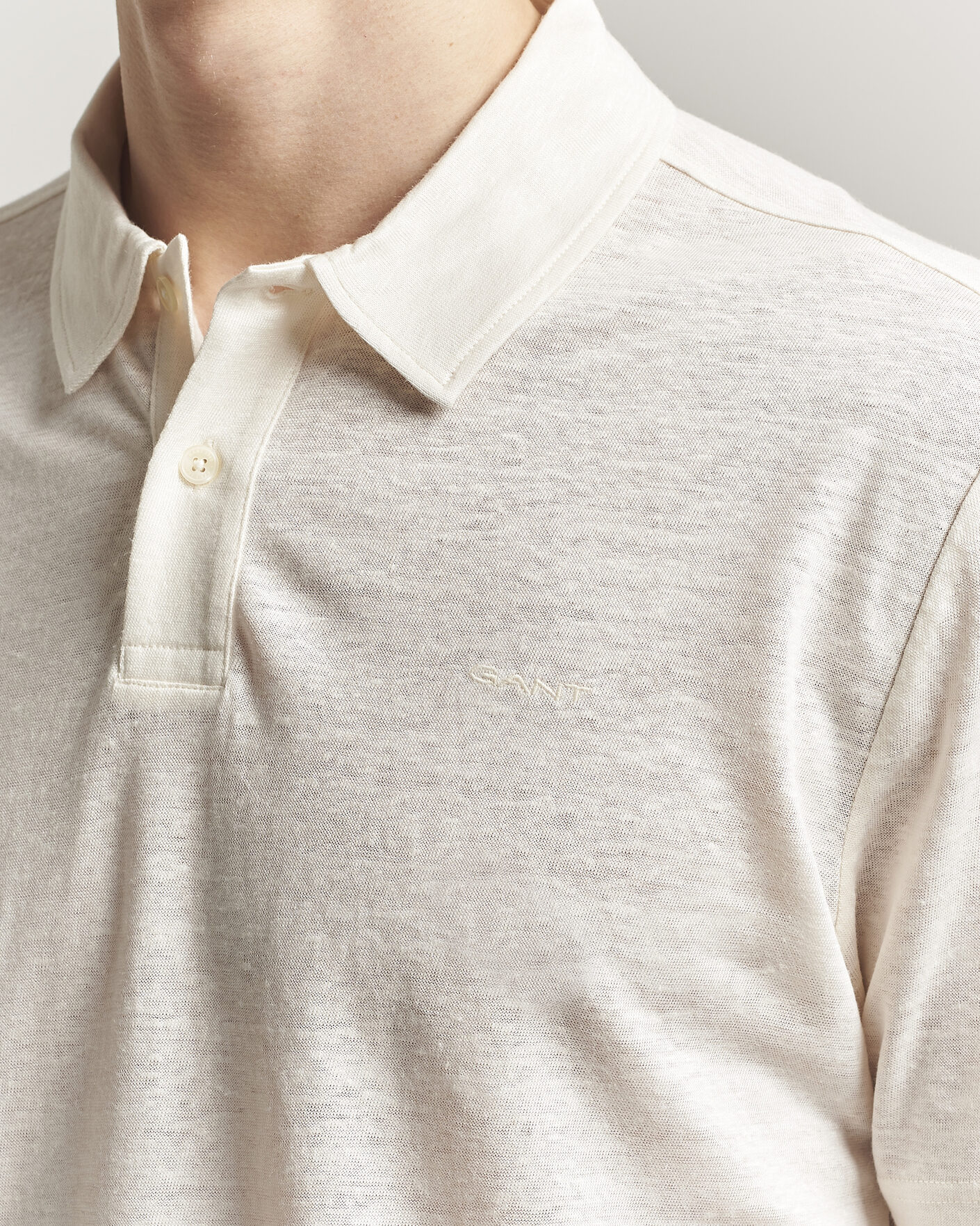 Herre | Polotrøjer | GANT | Linen Polo Creamed White