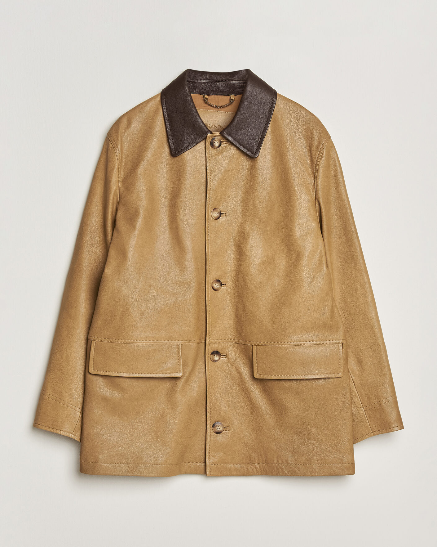 Herre | Jakker | GANT | Leather Decker Jacket Warm Khaki