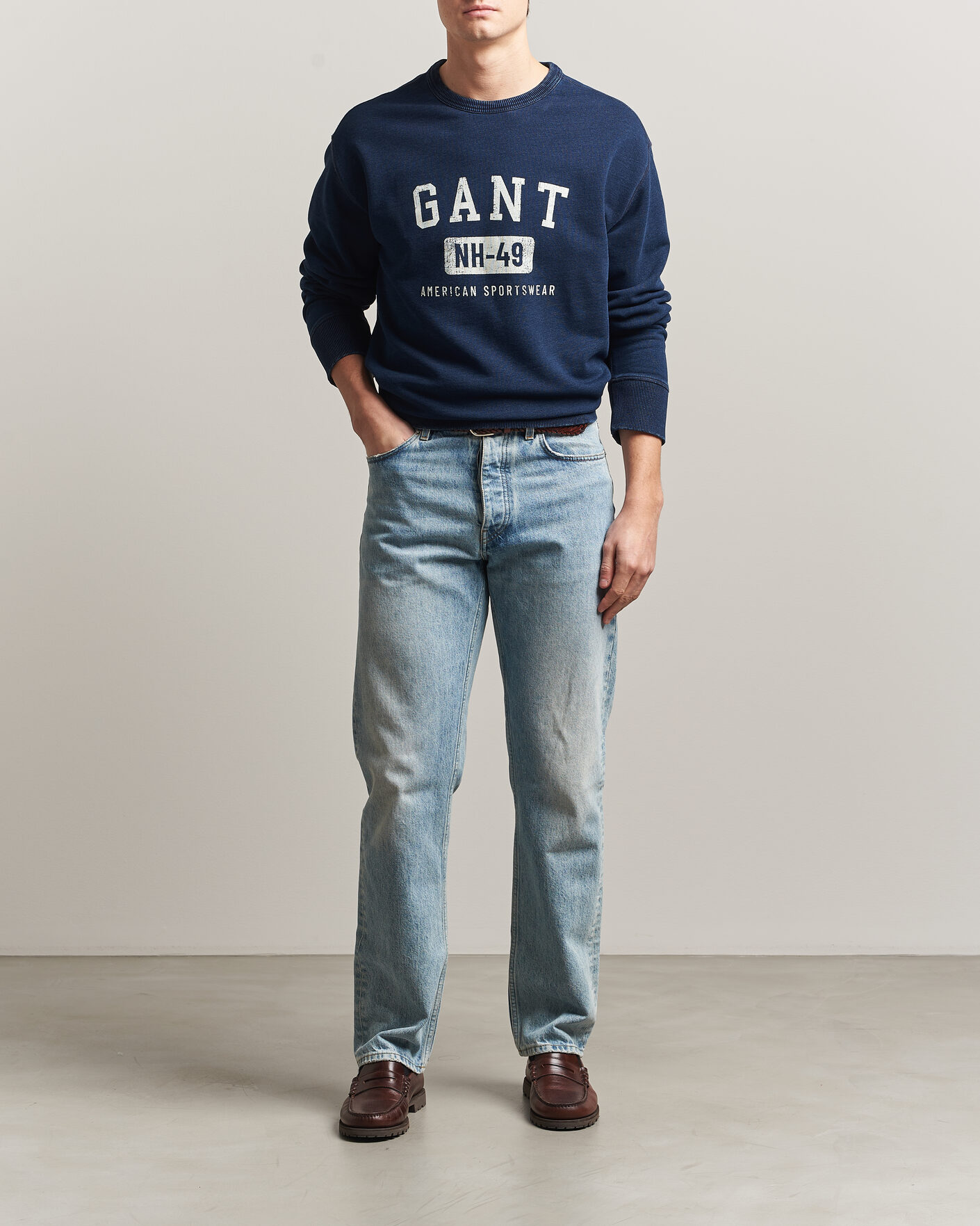 Herre | Trøjer | GANT | Indigo Graphic Sweatshirt Dark Blue