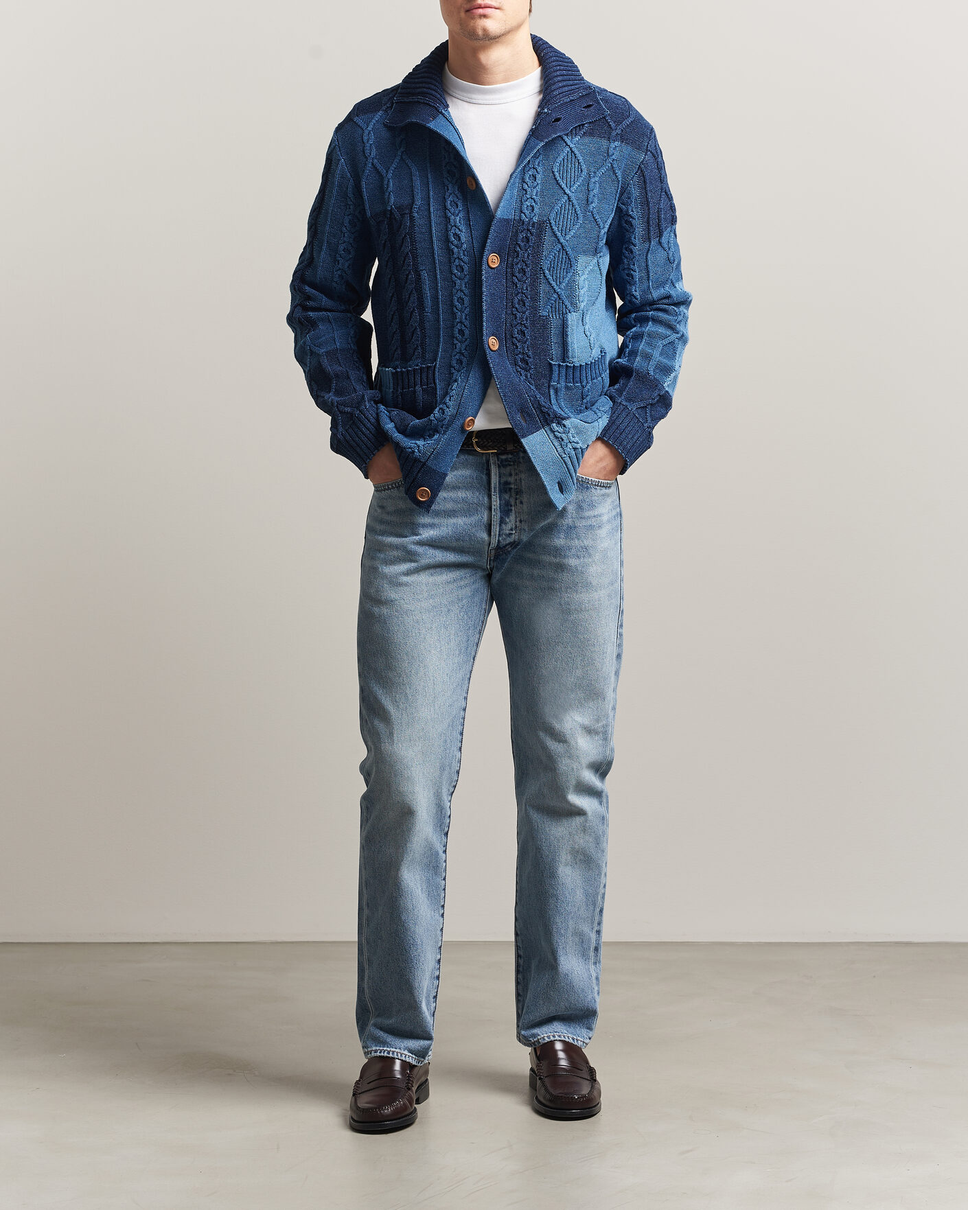 Herre | Trøjer | Gant | Indigo Cotton Cable Cardigan Rich Navy
