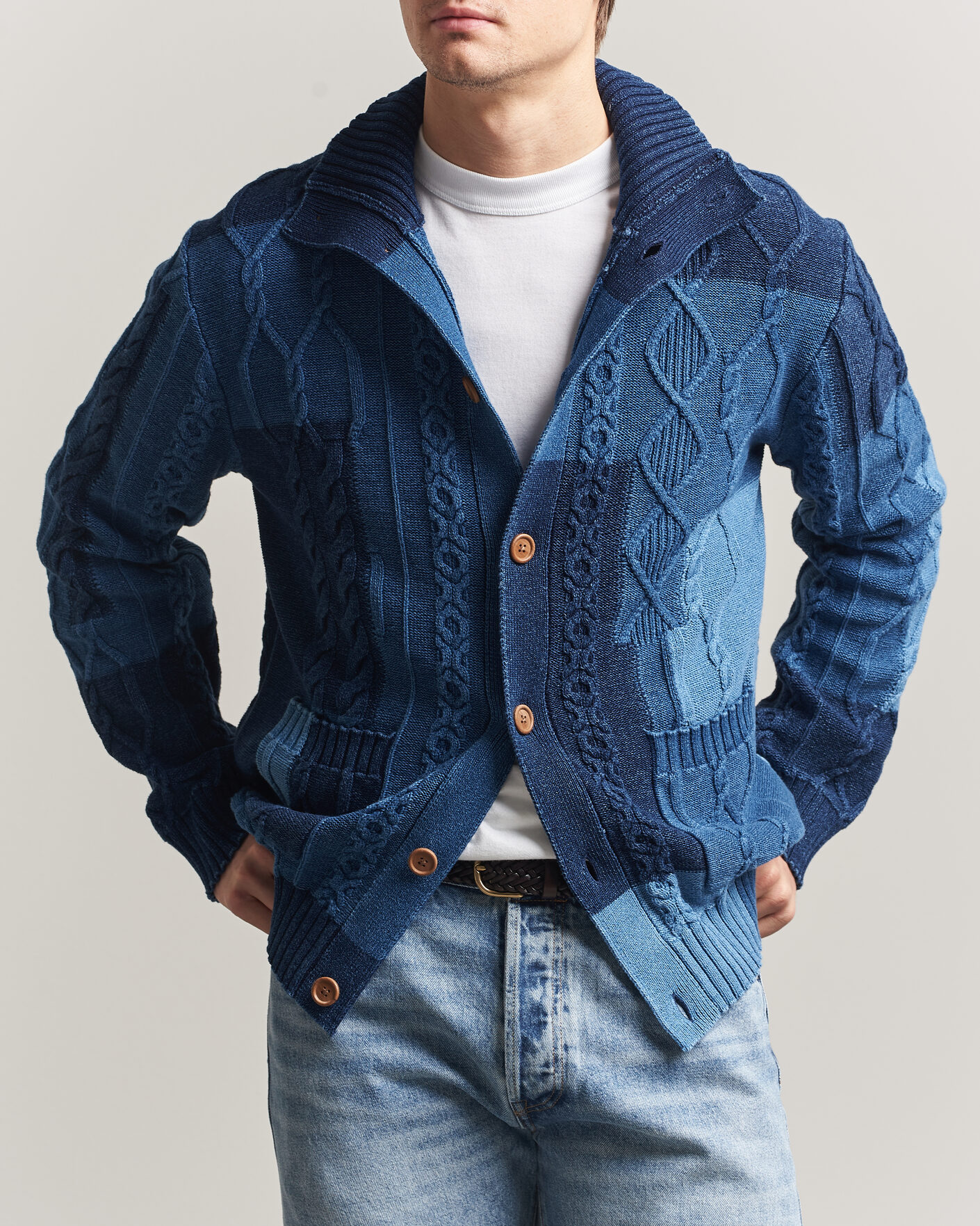 Herre | Trøjer | GANT | Indigo Cotton Cable Cardigan Rich Navy