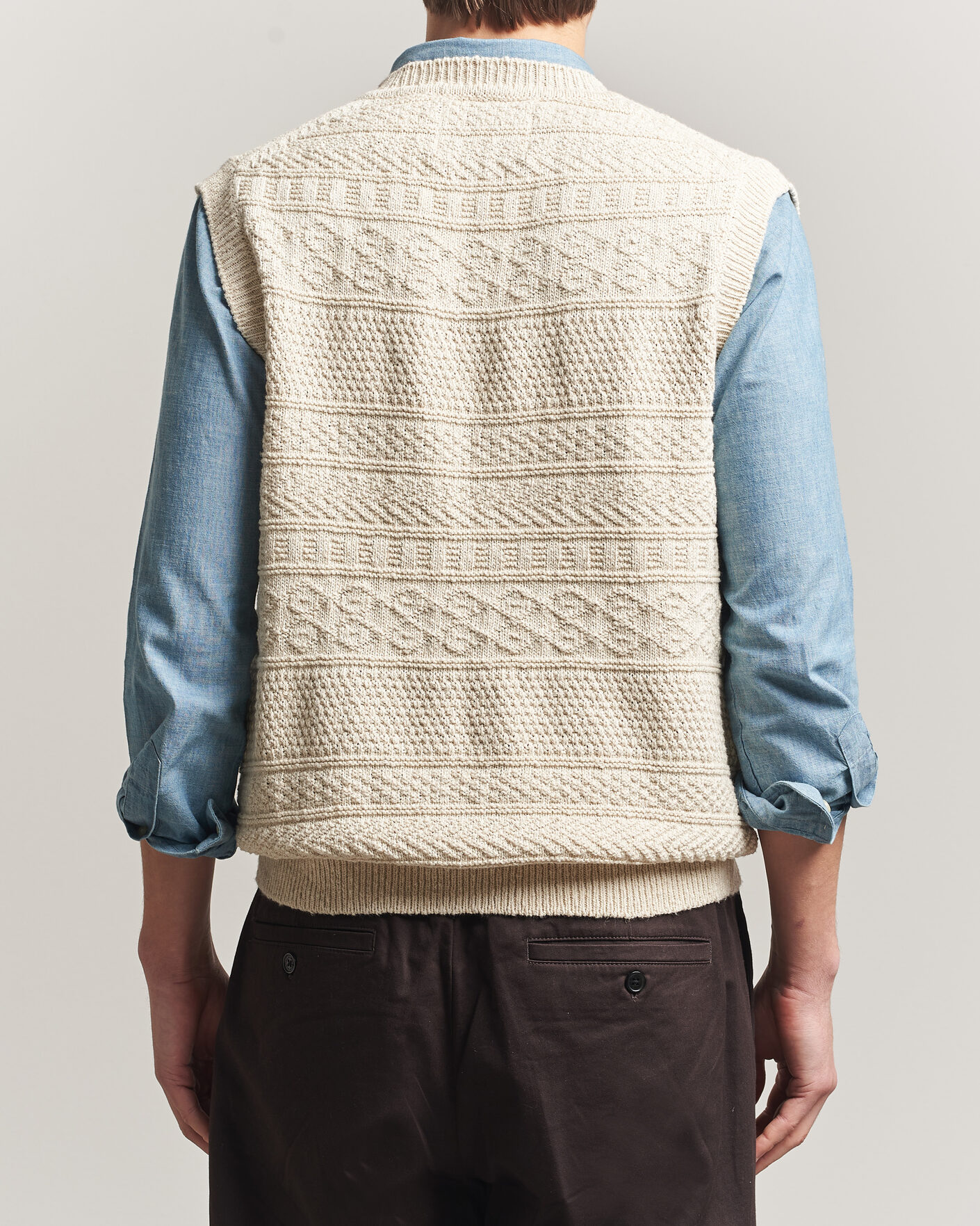 Herre | Trøjer | Gant | Cotton/Linen Textured Vest Creamed White