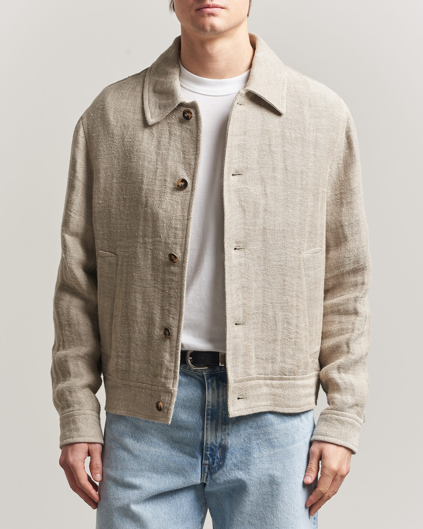 Herre | Jakker | Gant | Washed Linen Jacket Light Taupe