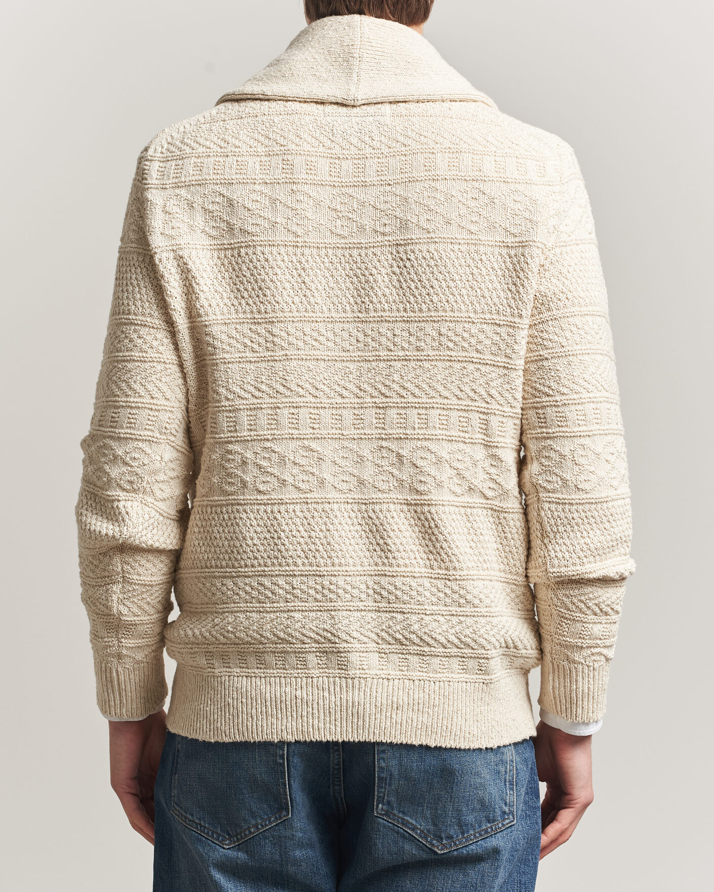 Herre | Trøjer | GANT | Cotton/Linen Textured Cardigan Creamed White