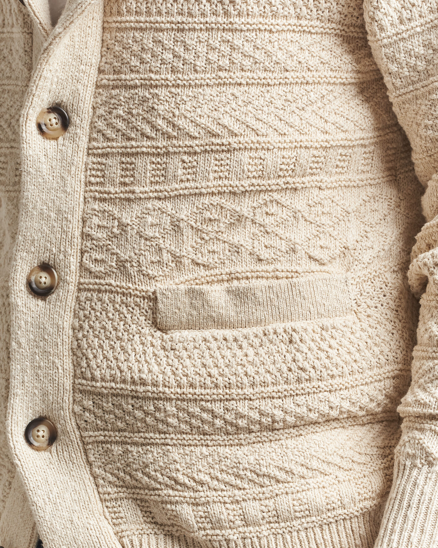 Herre | Trøjer | Gant | Cotton/Linen Textured Cardigan Creamed White