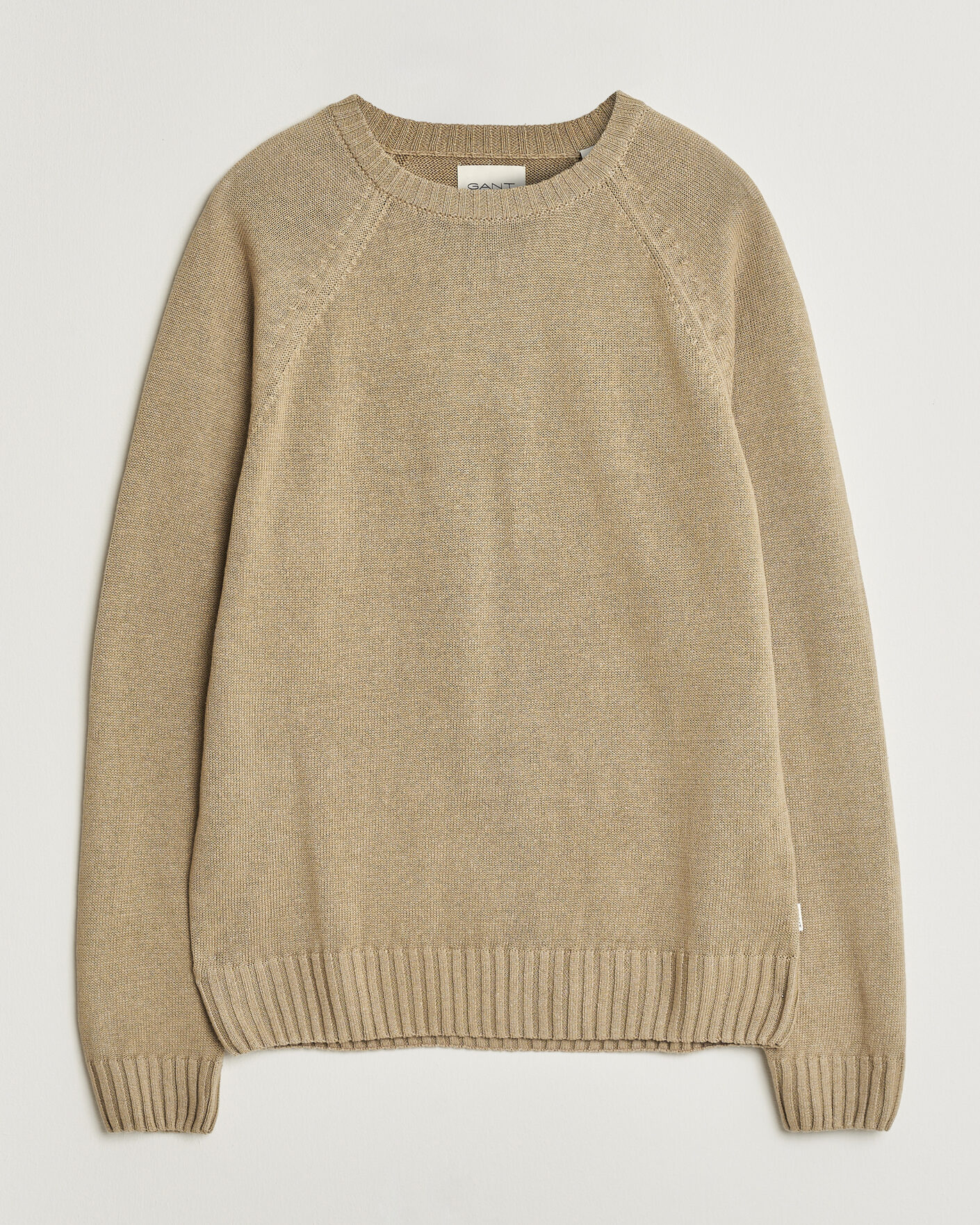 Herre | Trøjer | GANT | Linen/Cotton Crew Neck Sweater Dark Khaki
