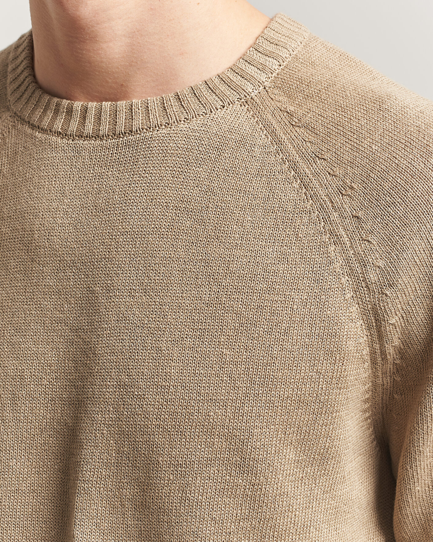 Herre | Trøjer | Gant | Linen/Cotton Crew Neck Sweater Dark Khaki