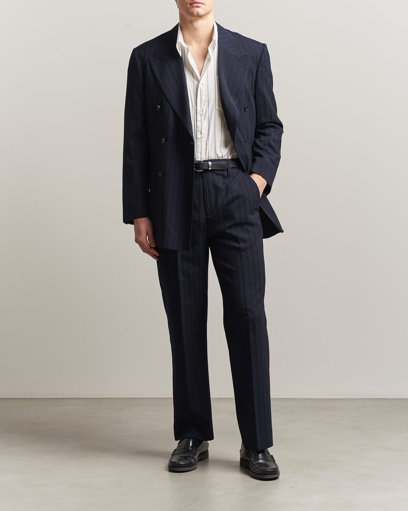 Herre | Bukser | Gant | Tonal Pinstriped Suit Pants Evening Blue