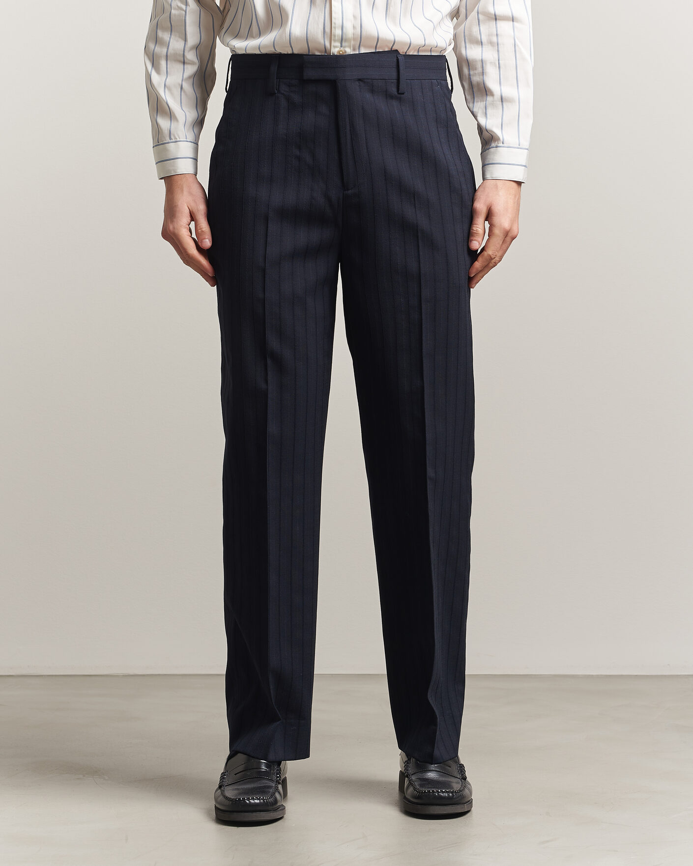 Herre | Bukser | Gant | Tonal Pinstriped Suit Pants Evening Blue