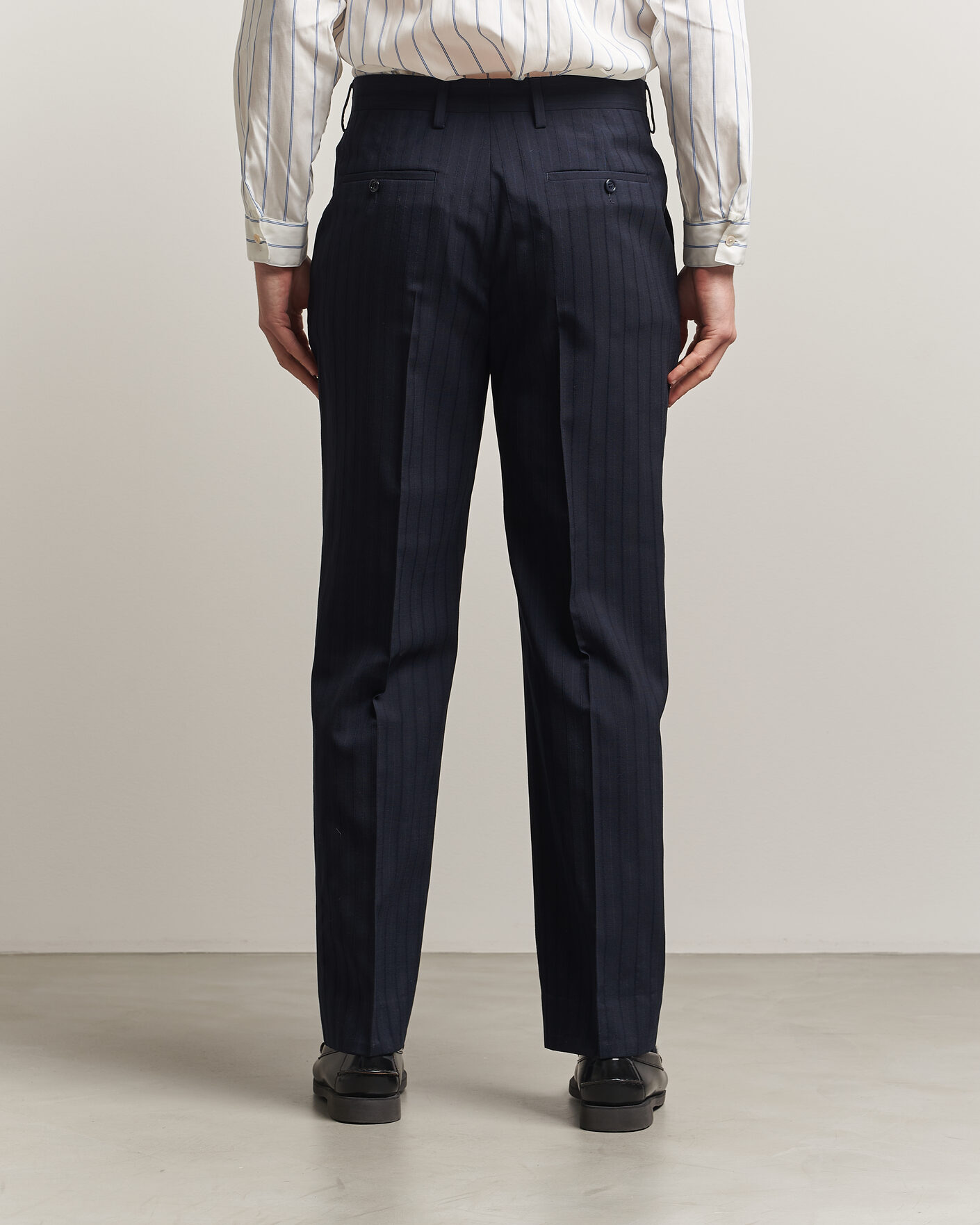 Herre | Bukser | Gant | Tonal Pinstriped Suit Pants Evening Blue