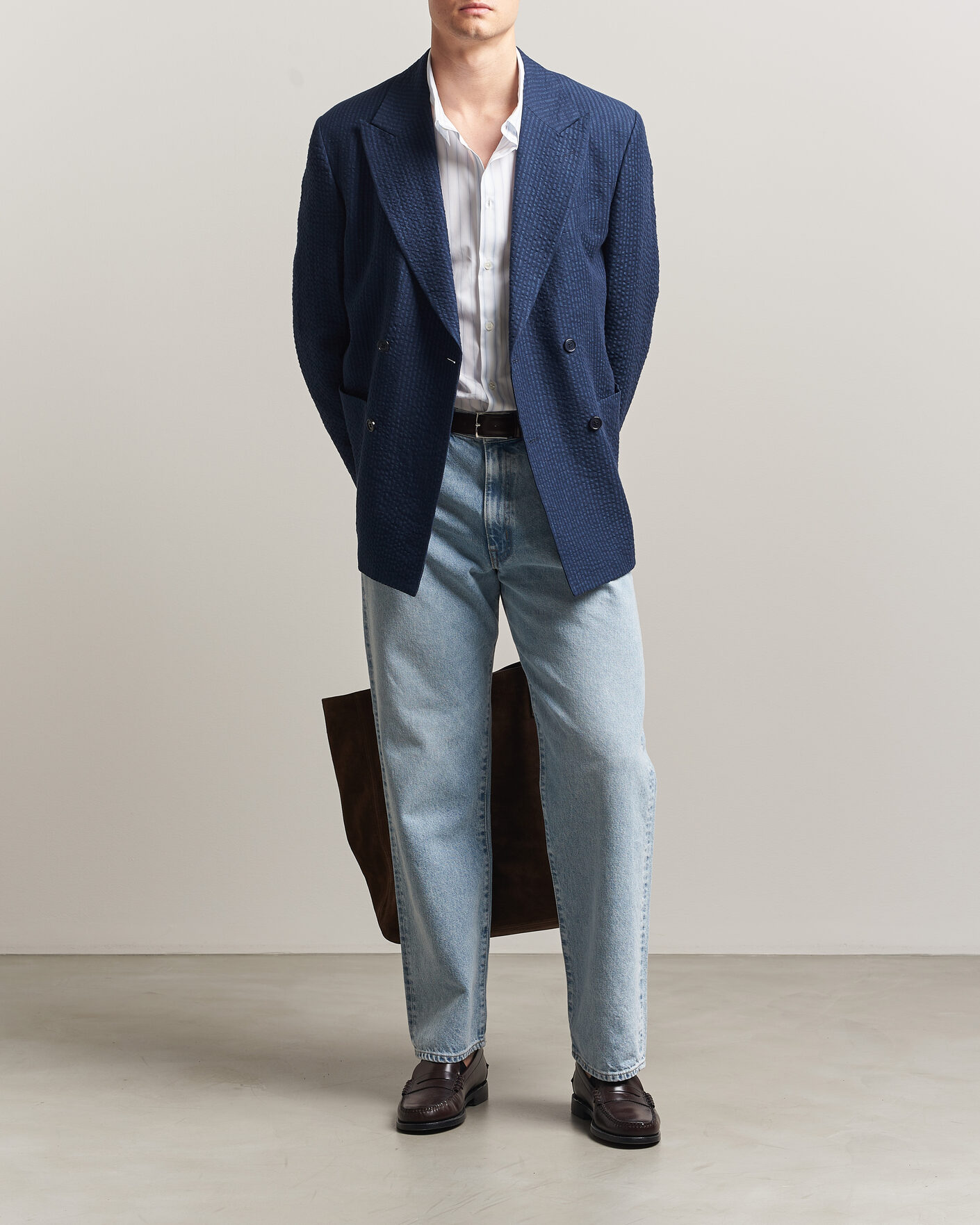 Herre | Blazere & jakker | Gant | Linen Indigo Seersucker Blazer Bid Blue