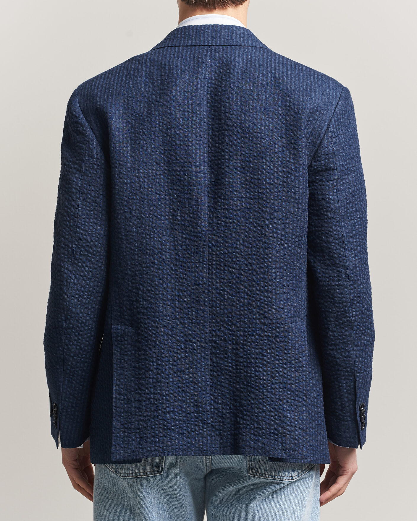 Herre | Blazere & jakker | Gant | Linen Indigo Seersucker Blazer Bid Blue