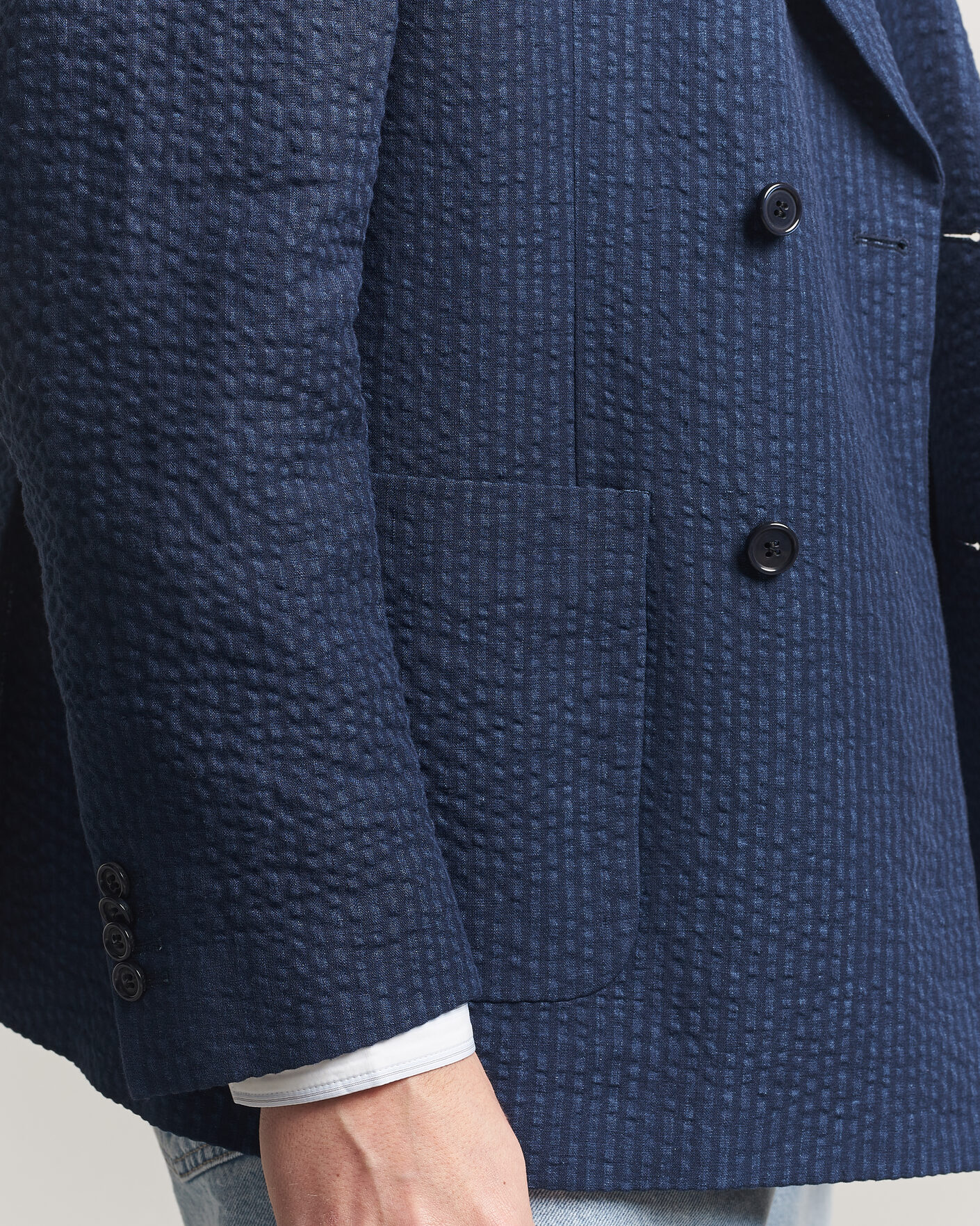 Herre | Blazere & jakker | Gant | Linen Indigo Seersucker Blazer Bid Blue